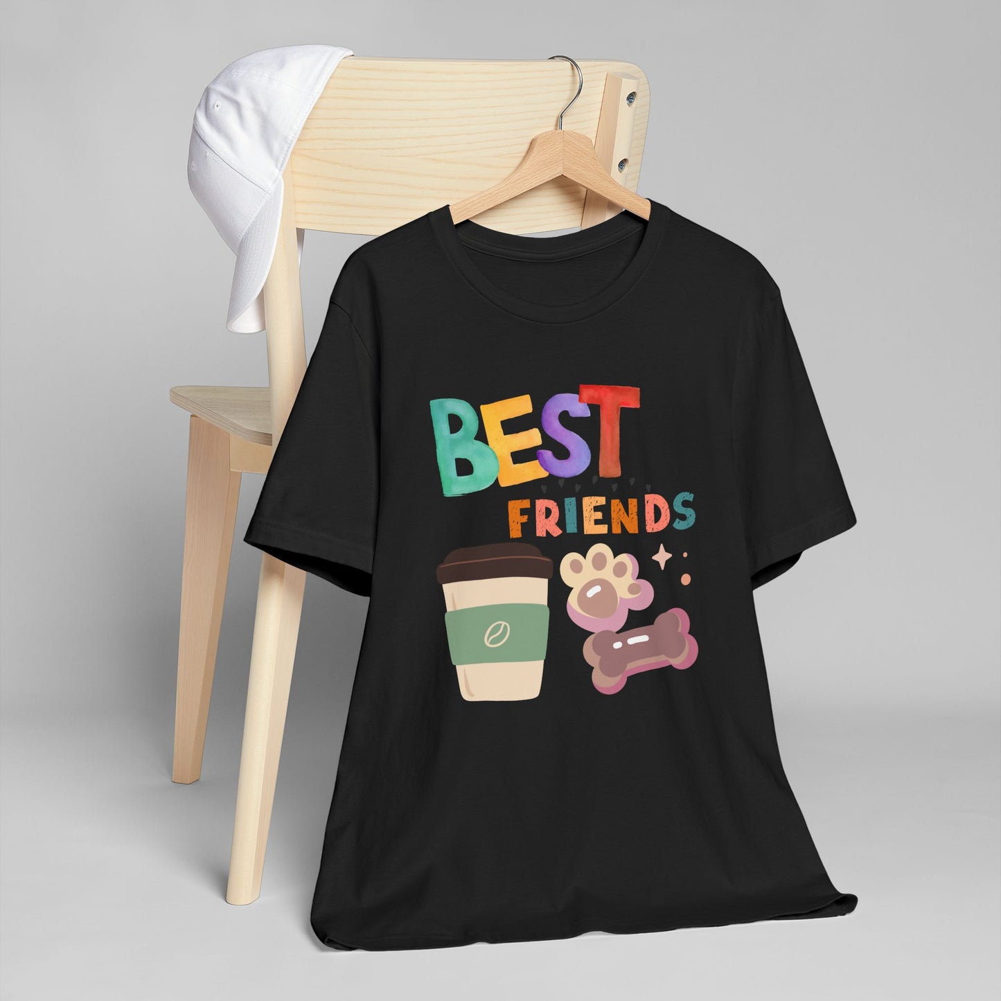 Best Friends Coffee & Dogs T-Shirt – Cute Pet Lover Graphic Tee for Coffee Fans (USA Only)