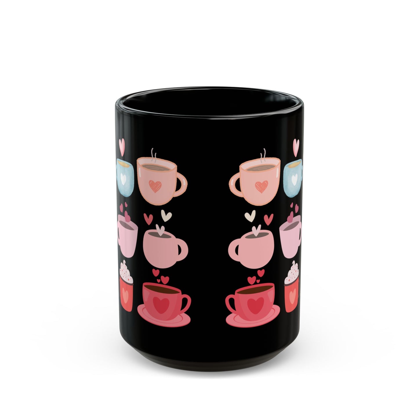 Best Coffee Black Mug (11oz, 15oz) "Coffee Mugs Hearts"