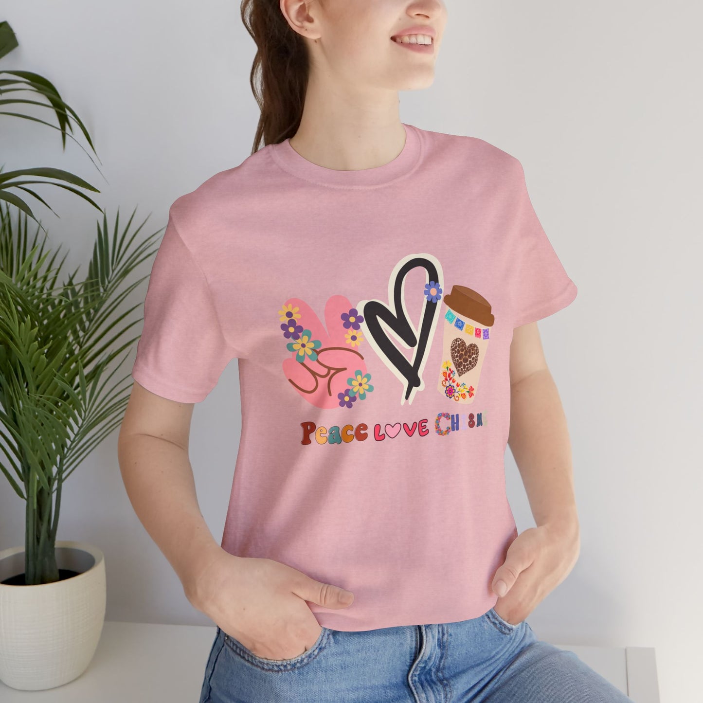 Peace Love Chisme T-Shirt β Fun Coffee Graphic Tee for Everyday Vibes (USA Shipping)