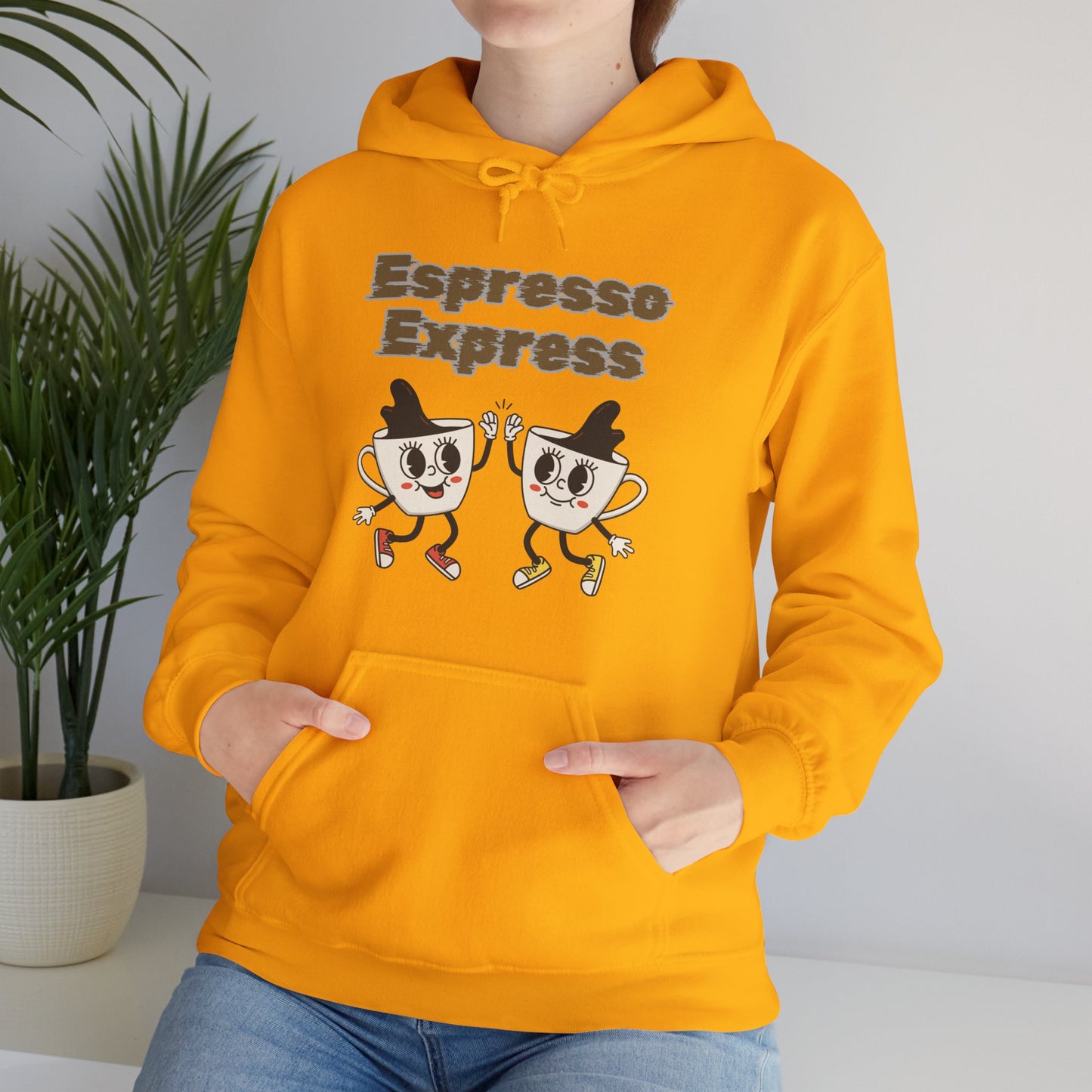 Espresso Express Hoodie (Unisex) – Retro Cartoon Coffee Cup Hoodie for Espresso Lovers (USA Only)