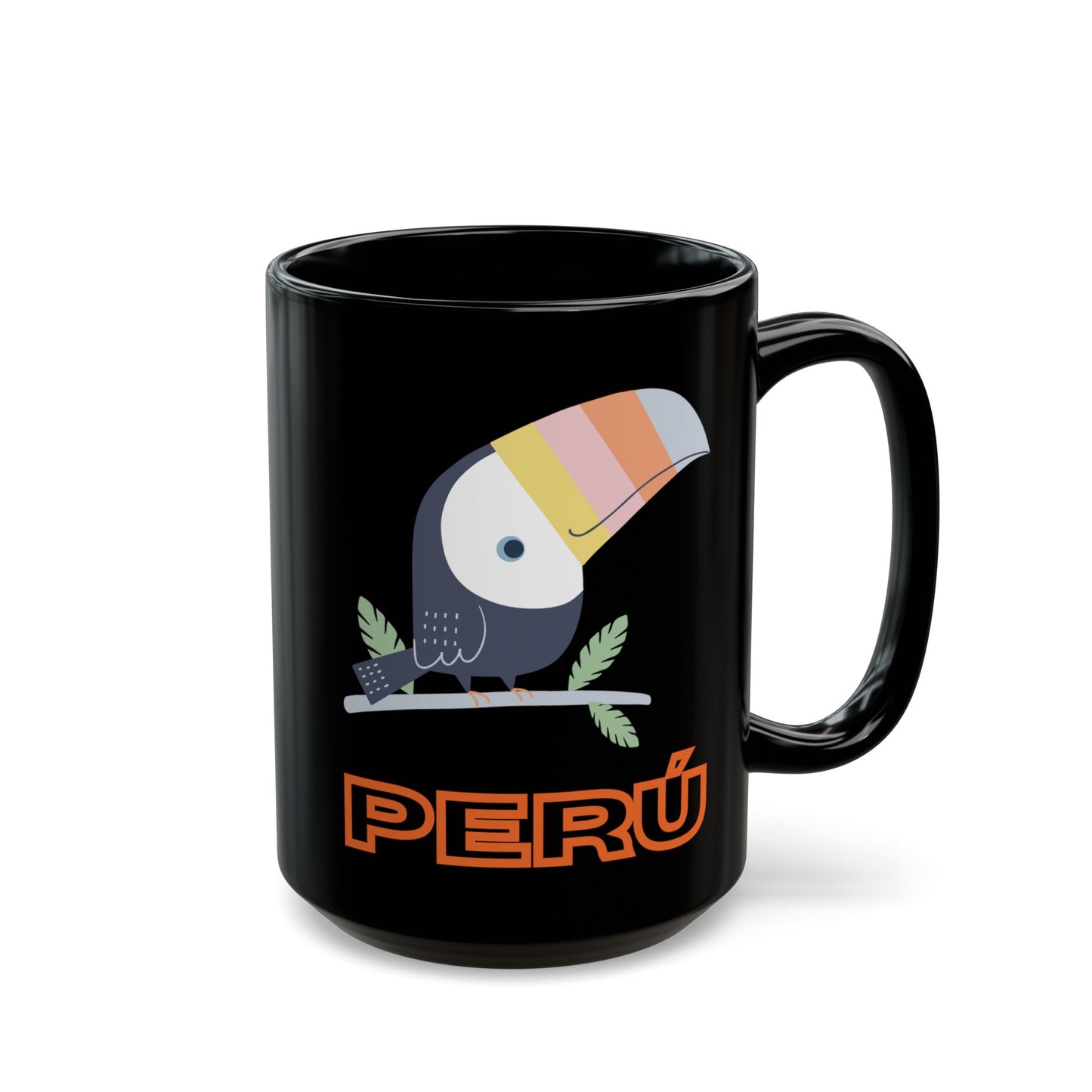 Best Peruvian Coffee Black Mug (11oz, 15oz) "Peru Toucan"