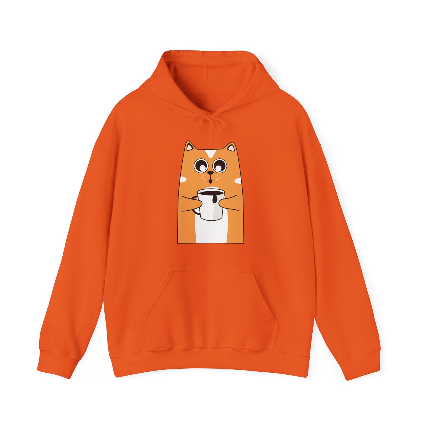 Coffee Cat Hug Hoodie (Unisex) – Cute Orange Cat with Coffee Cup Graphic Hoodie (USA Only)