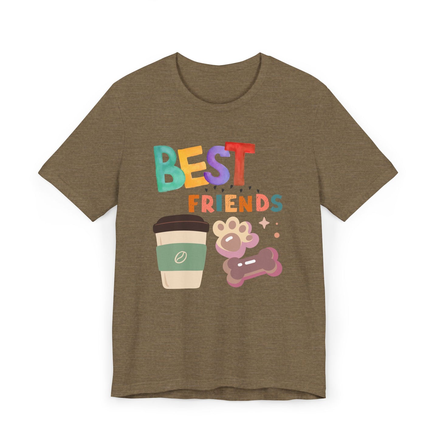 Best Friends Coffee & Dogs T-Shirt – Cute Pet Lover Graphic Tee for Coffee Fans (USA Only)