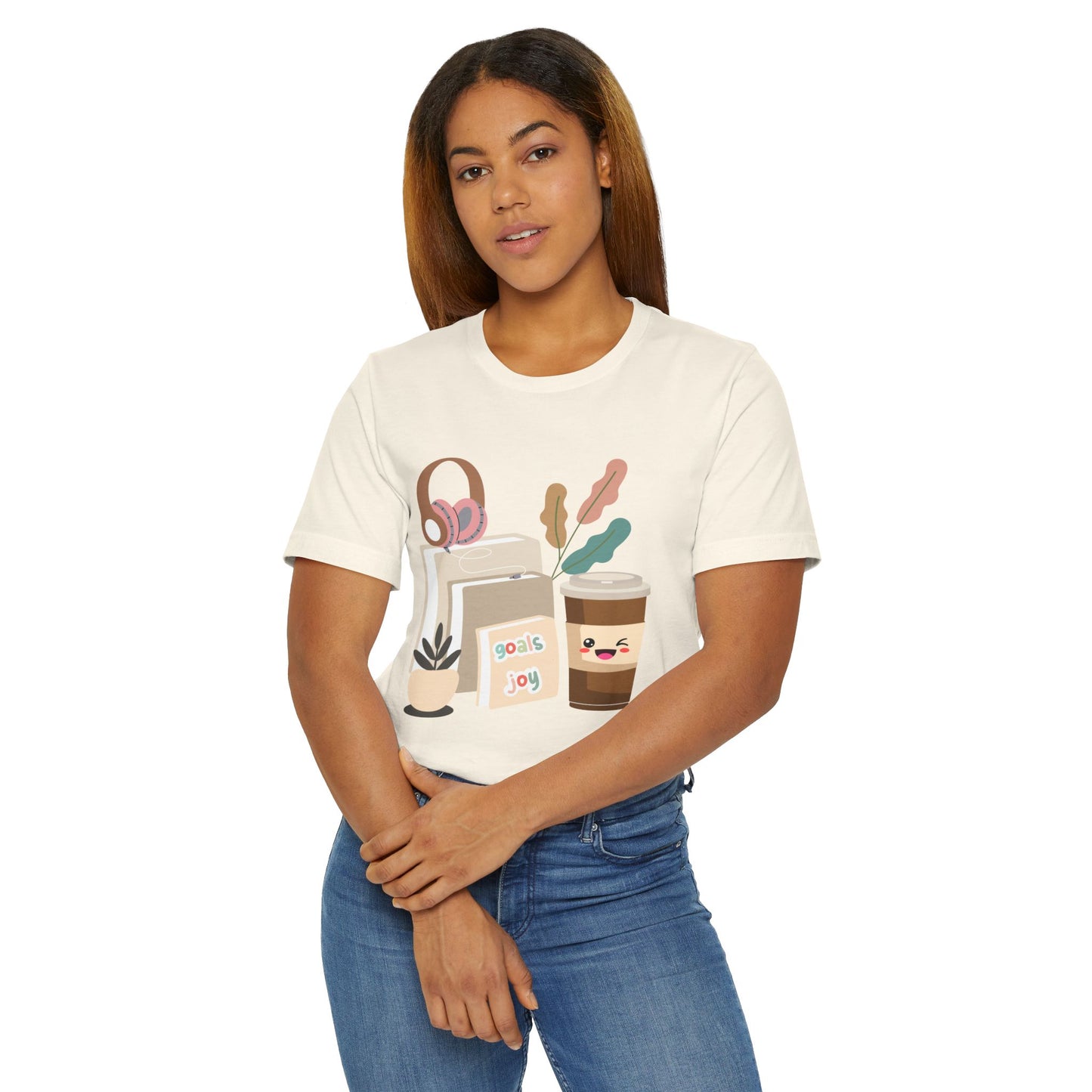 Goals & Joy Coffee T-Shirt – Cute Motivational Graphic Tee for Coffee Lovers (USA Only)