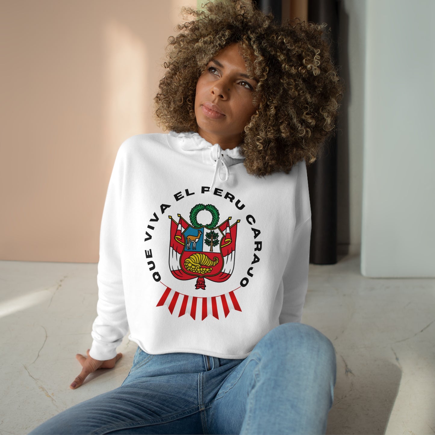 Best Peruvian Crop Hoodie "PERU Escarapela"