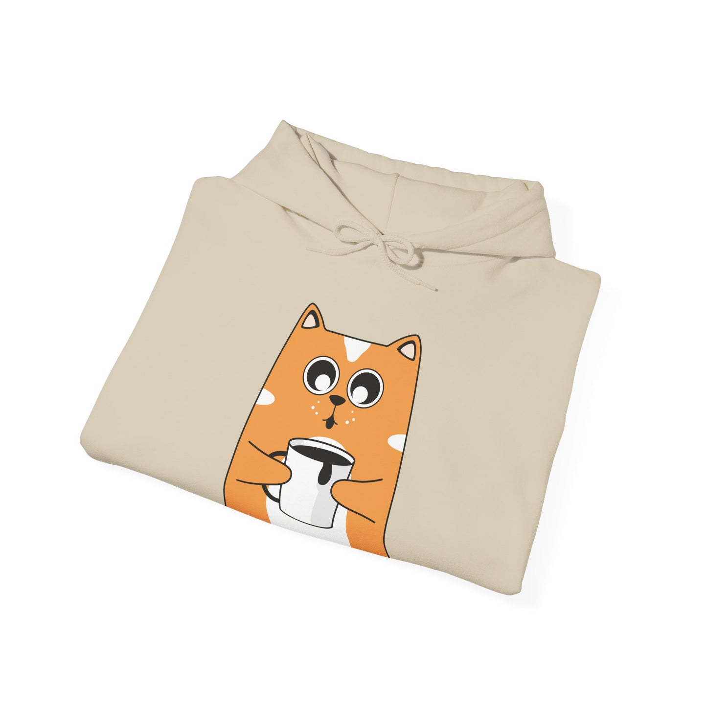 Coffee Cat Hug Hoodie (Unisex) – Cute Orange Cat with Coffee Cup Graphic Hoodie (USA Only)