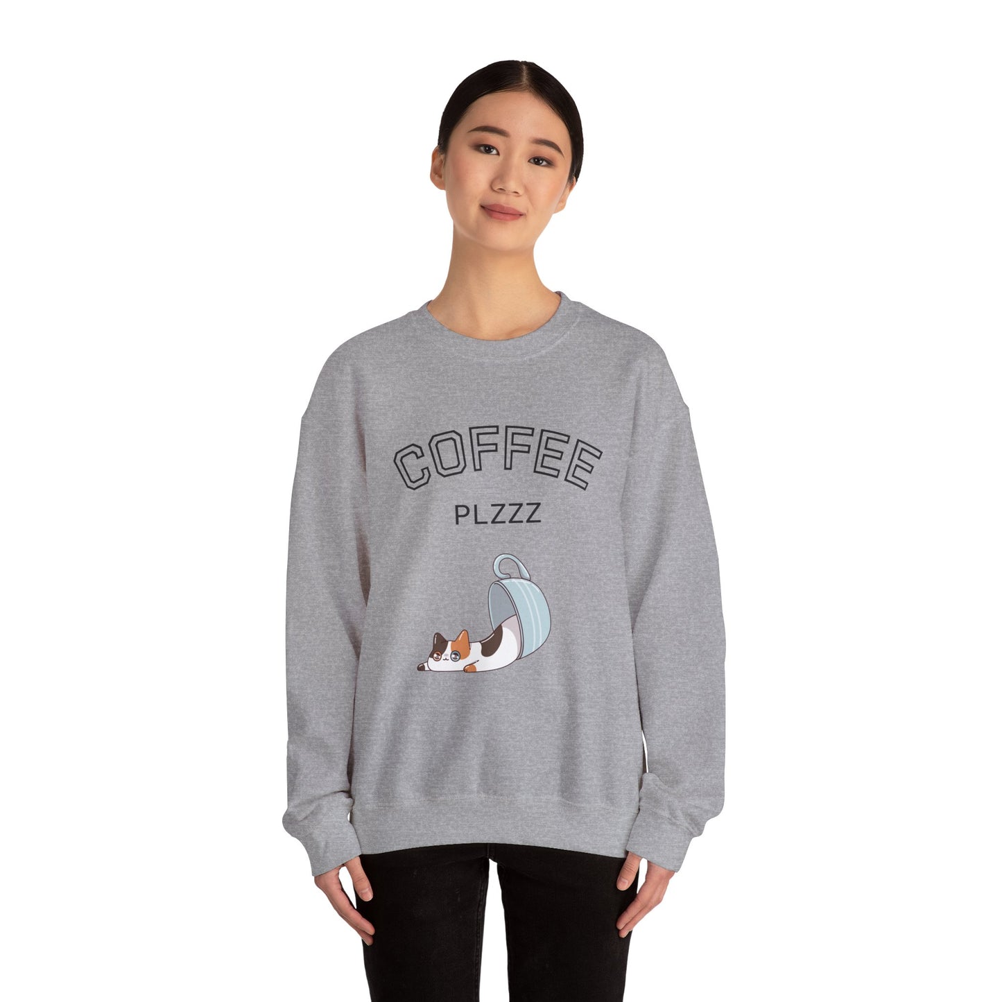 π±β Coffee Plzzz Cat Sweatshirt USA | Eco-Friendly Unisex Coffee Sweater