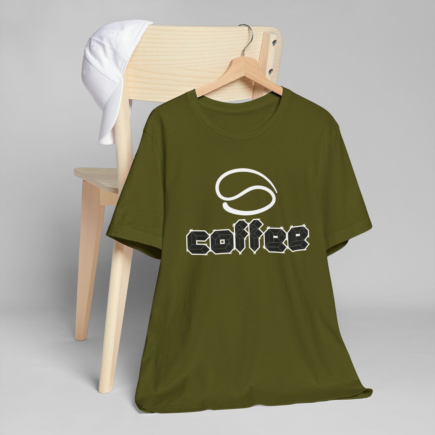 Geometric Coffee Logo T-Shirt – Modern Coffee Bean Graphic Tee for Coffee Lovers (USA Only)