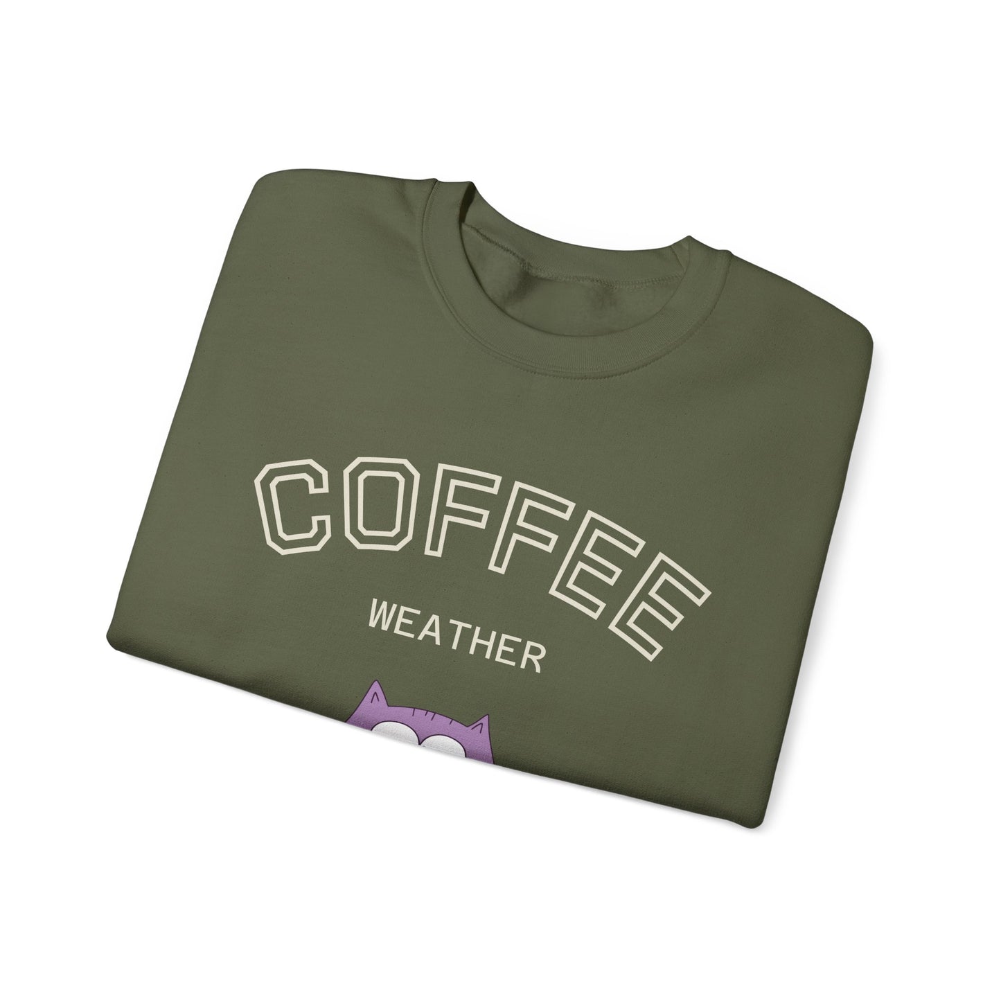 πΎβ Coffee Weather Cat Sweatshirt USA | Eco-Friendly Unisex Coffee Sweater