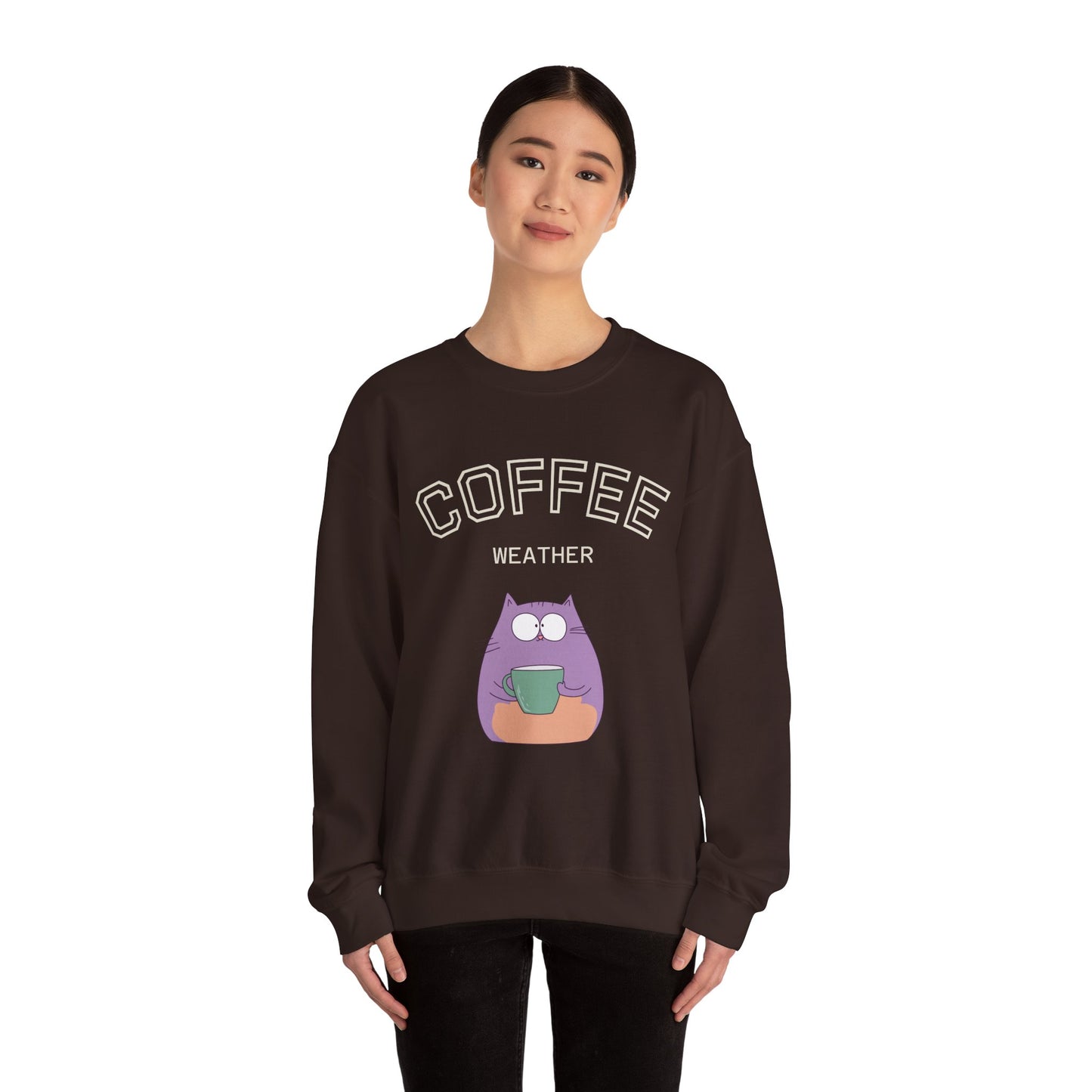 πΎβ Coffee Weather Cat Sweatshirt USA | Eco-Friendly Unisex Coffee Sweater