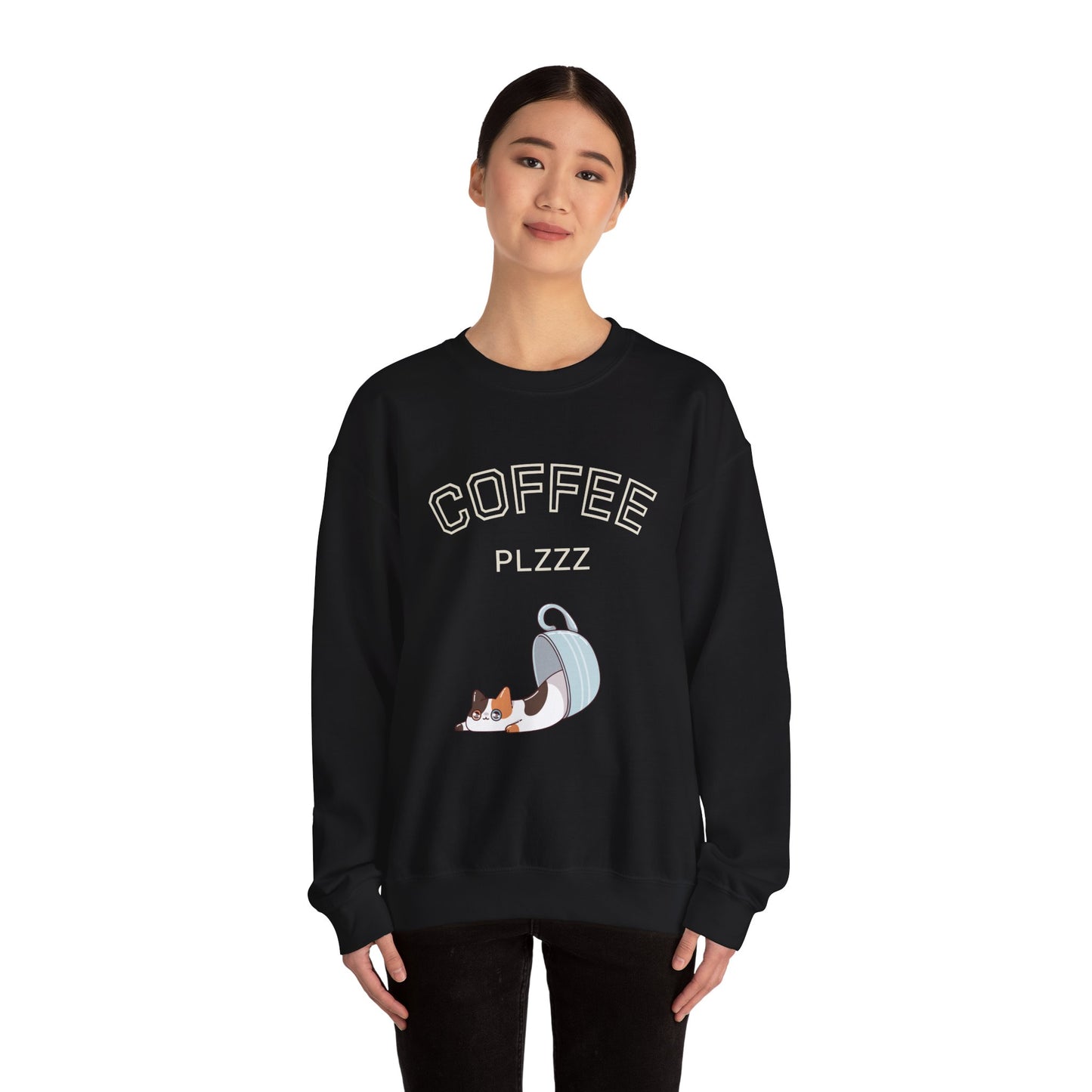 π±β Coffee Plzzz Cat Sweatshirt USA | Eco-Friendly Unisex Coffee Sweater