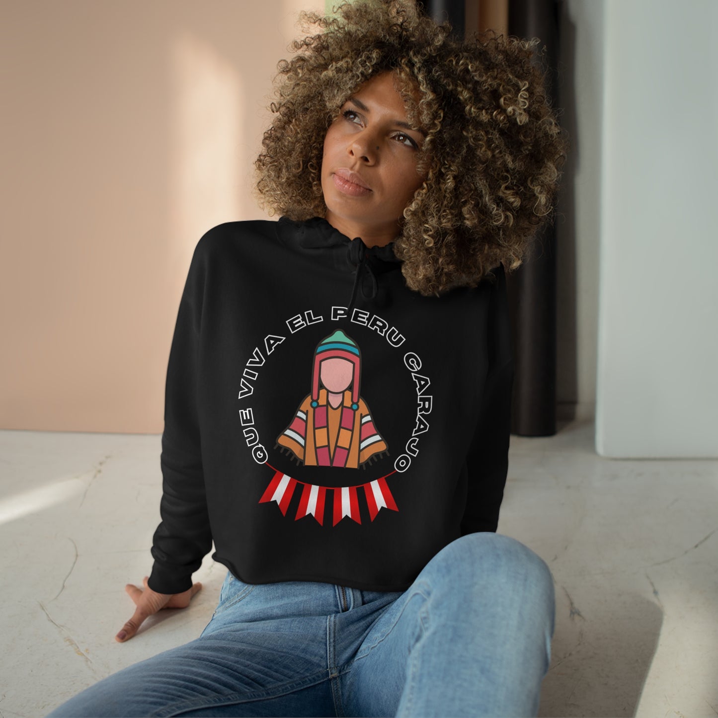 Best Peruvian Crop Hoodie "Que Viva El PERU Carajo"