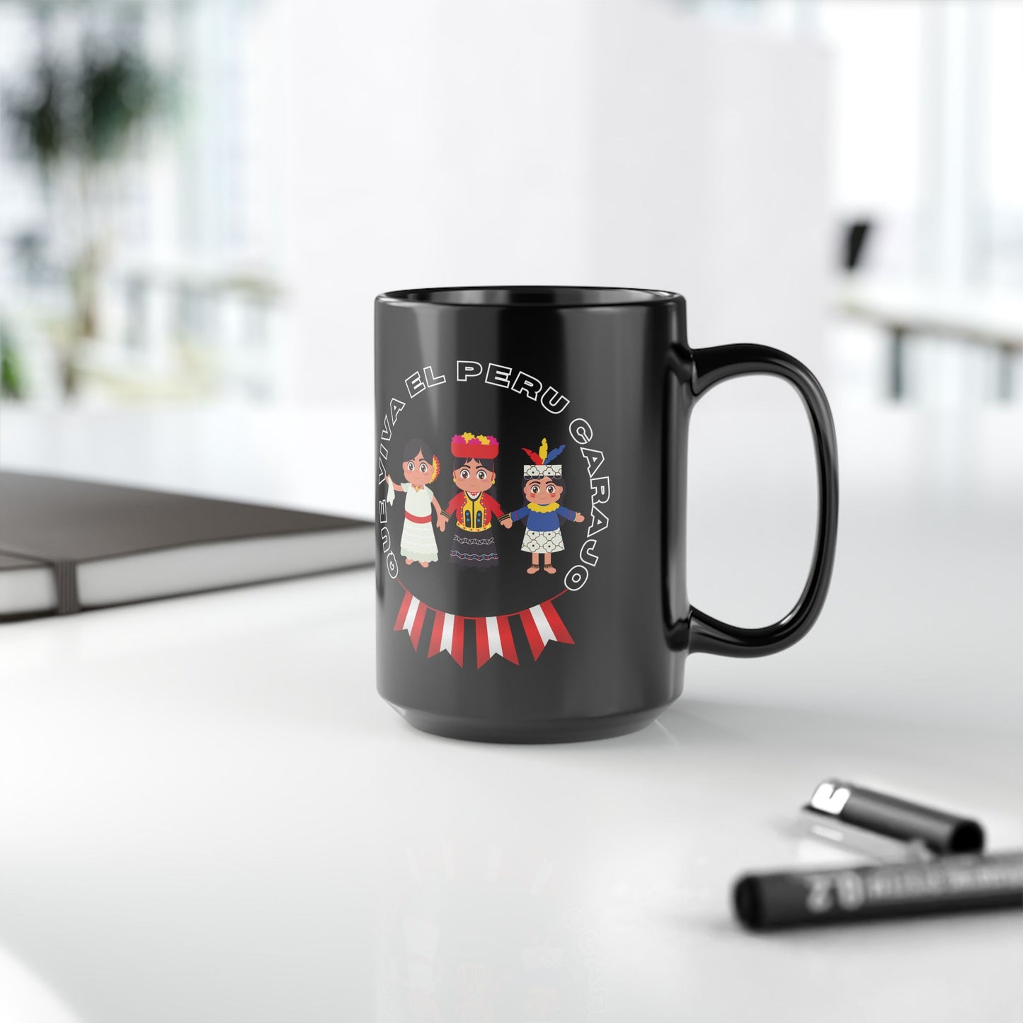 Peruvian Coffee Black Mug (11oz, 15oz) "PERU Costa, Sierra y selva"