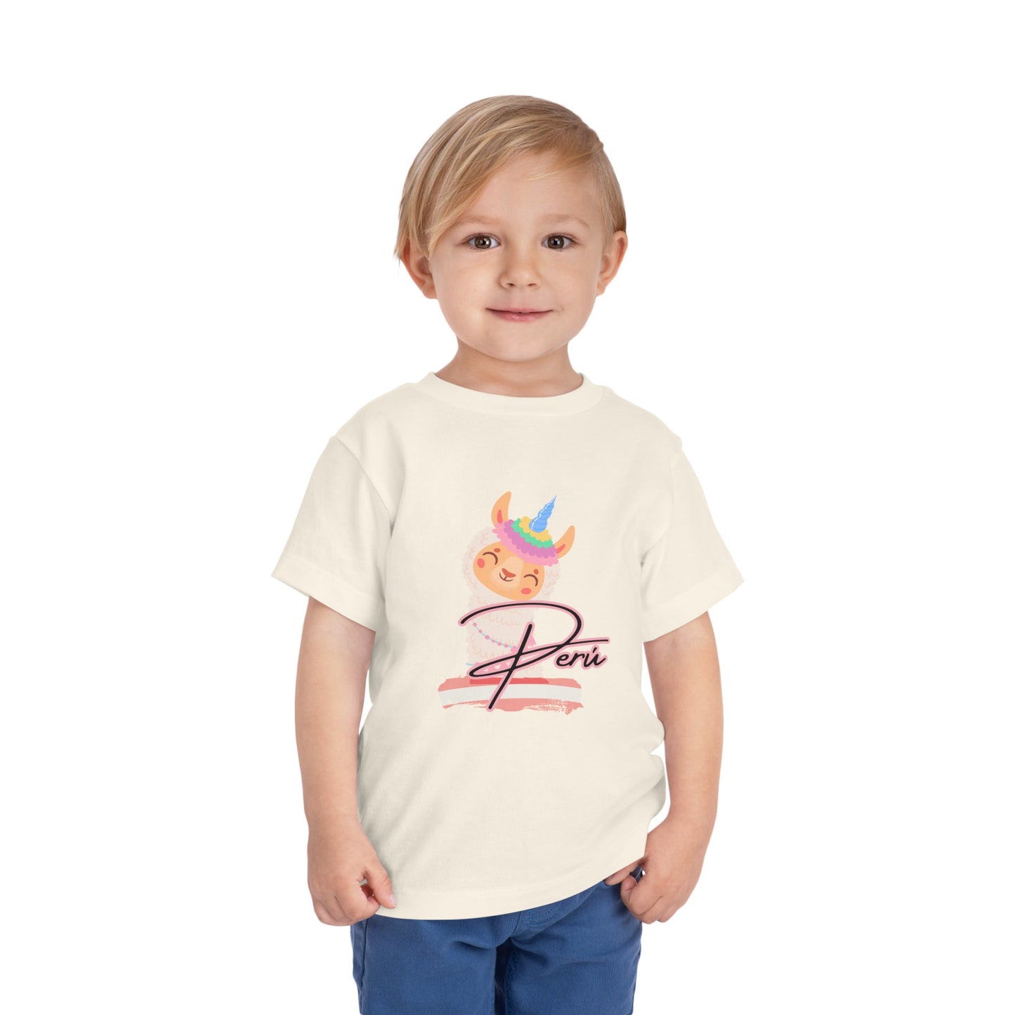 Best PeruvianToddler Short Sleeve Tee "Peru Llama Rainbow"