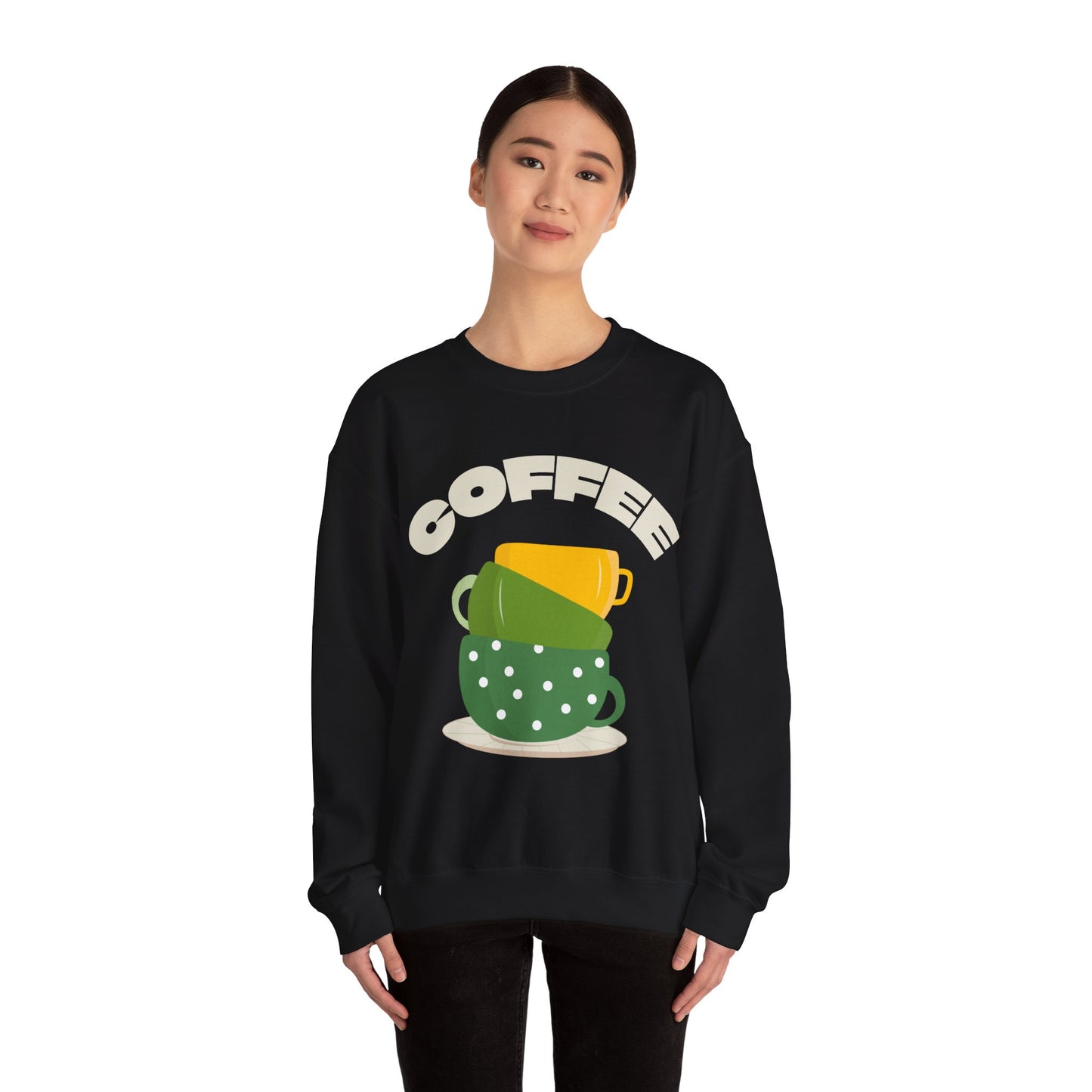 βπ’ Stacked Coffee Cups Sweatshirt USA | Eco-Friendly Unisex Coffee Sweater