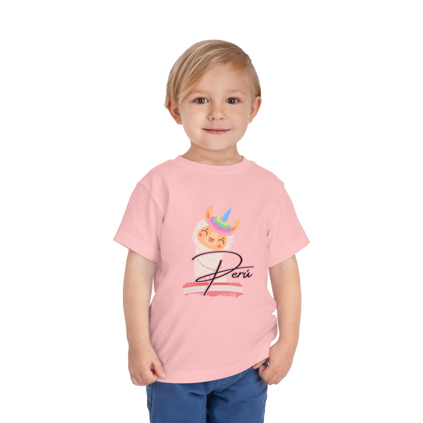 Best PeruvianToddler Short Sleeve Tee "Peru Llama Rainbow"