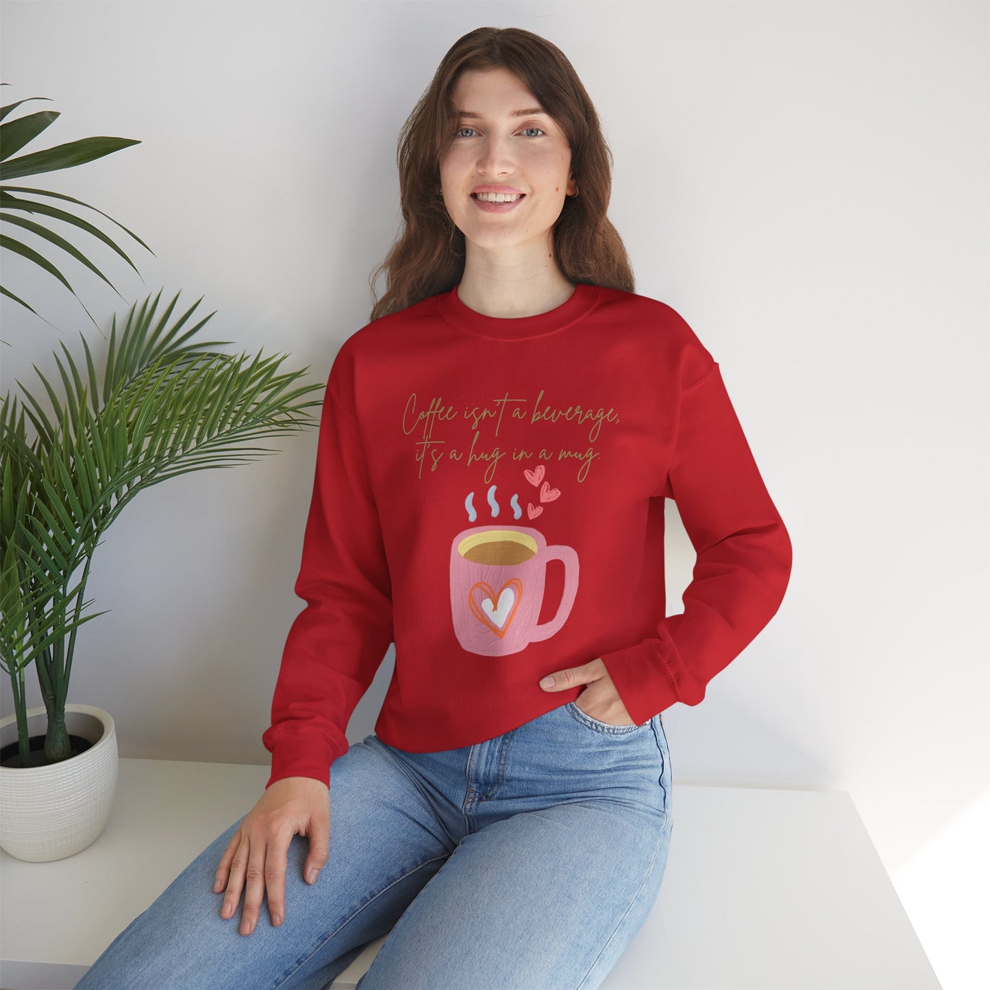 ☕ Coffee Hug in a Mug Sweatshirt USA | Cozy Unisex Sweater for Coffee Lovers