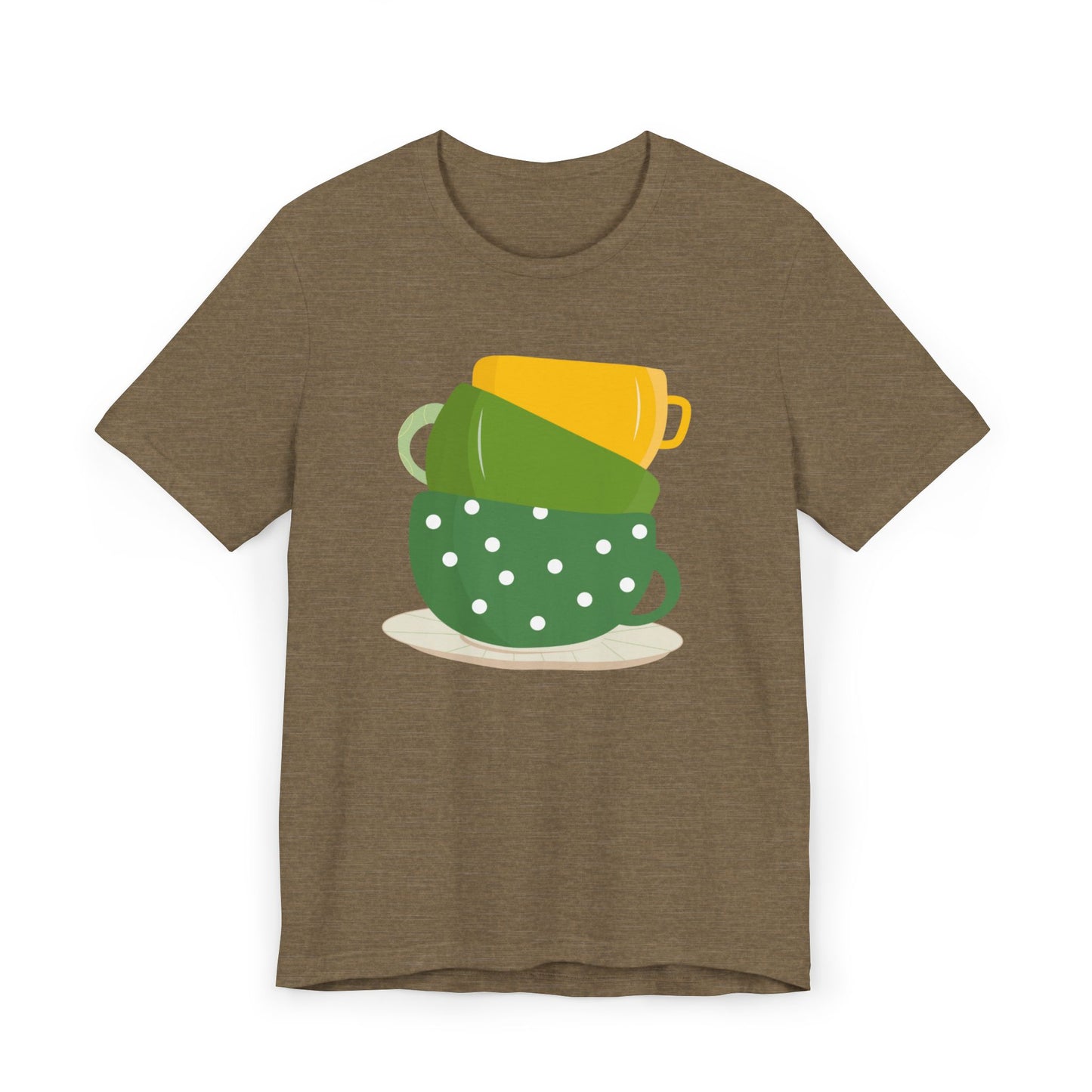 Stacked Coffee Cups T-Shirt – Fun Colorful Mug Graphic Tee for Coffee Lovers (USA Only)