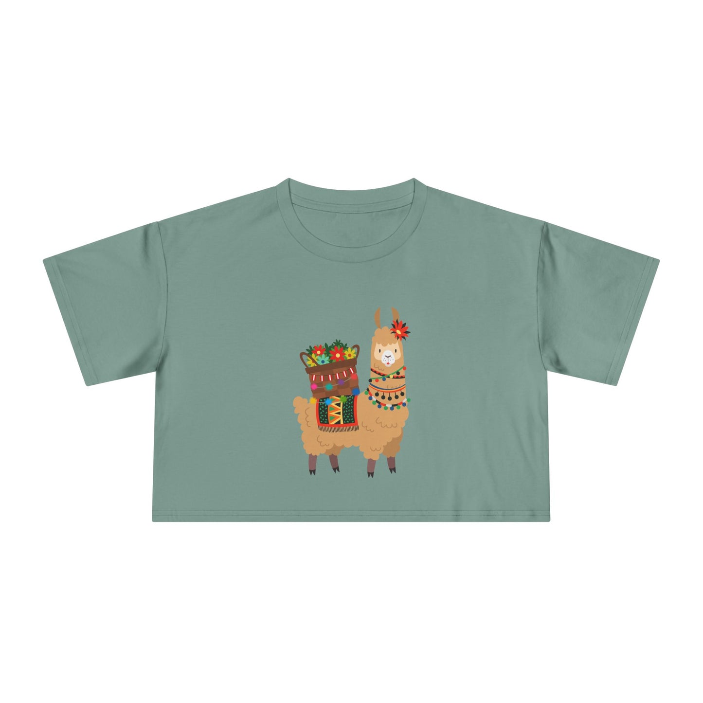 Fiesta Llama Crop Tee Women's Crop Tee | Holiday T-Shirt, Cute Gift, Summer Top, Casual Wear, Unique Design