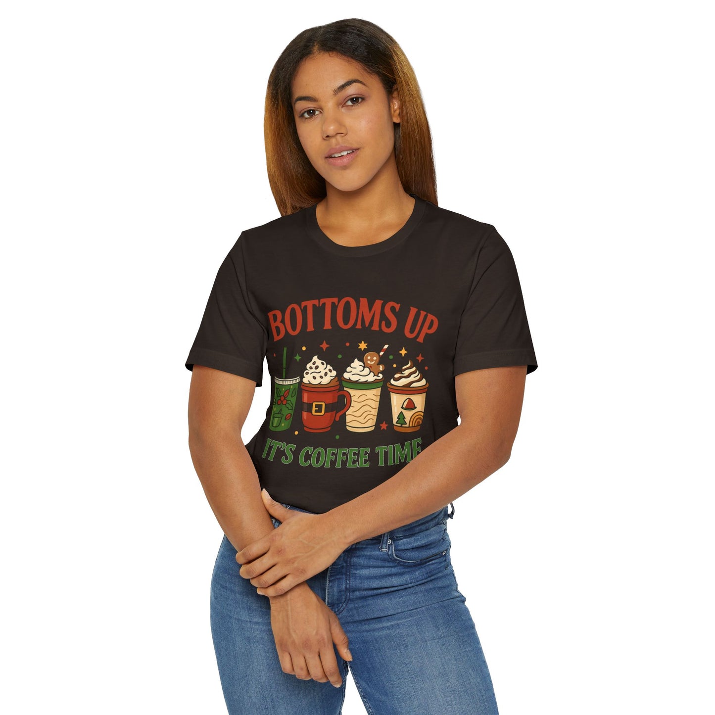 ☕ Bottoms Up It’s Coffee Time Unisex T-Shirt USA | Coffee Lovers Tee