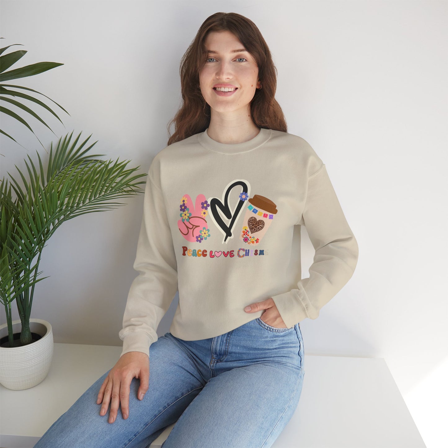 πΈβ Peace Love Chisme Coffee Sweatshirt USA | Funny Unisex Sweater