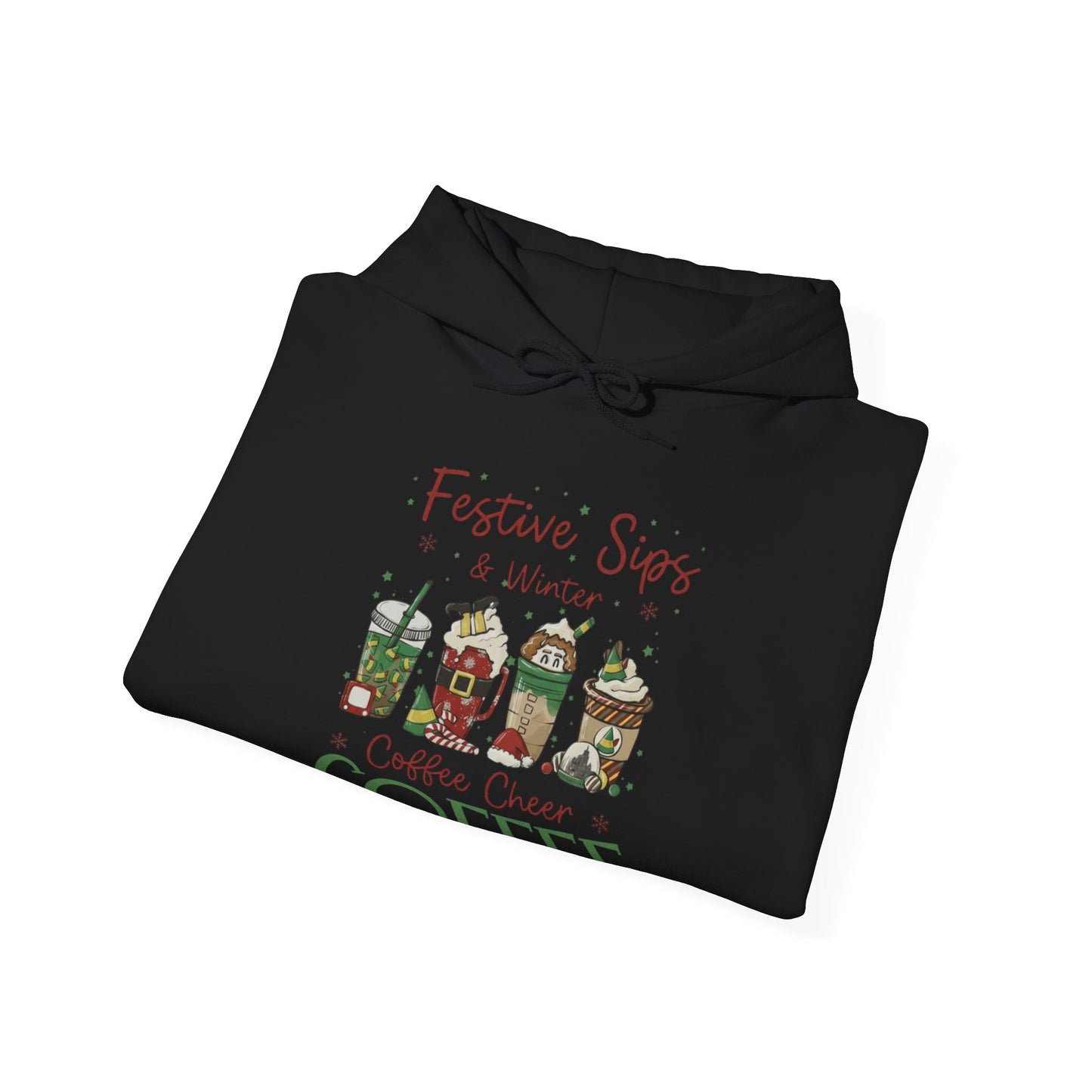 Festive Sips & Winter Coffee Cheer Hoodie USA ❄️☕ – Unisex Holiday Coffee Hoodie