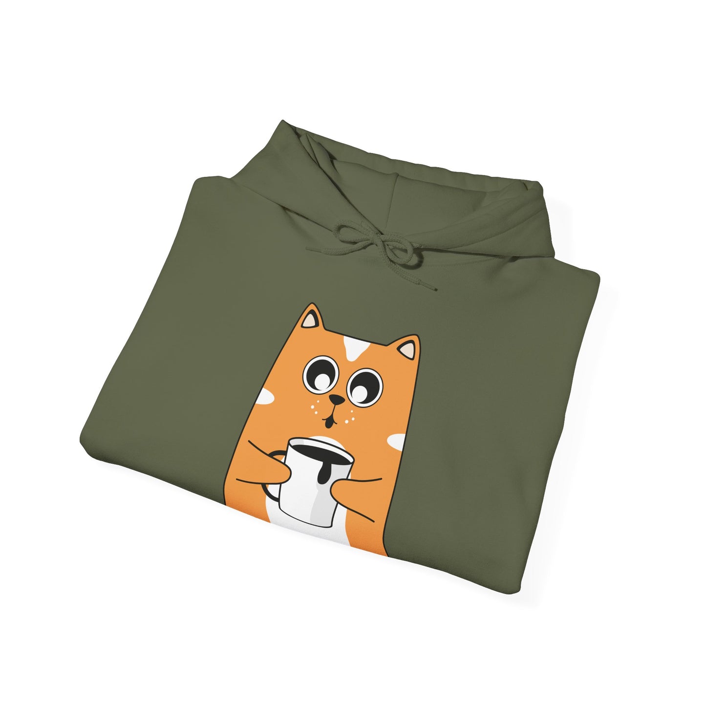 Coffee Cat Hug Hoodie (Unisex) – Cute Orange Cat with Coffee Cup Graphic Hoodie (USA Only)