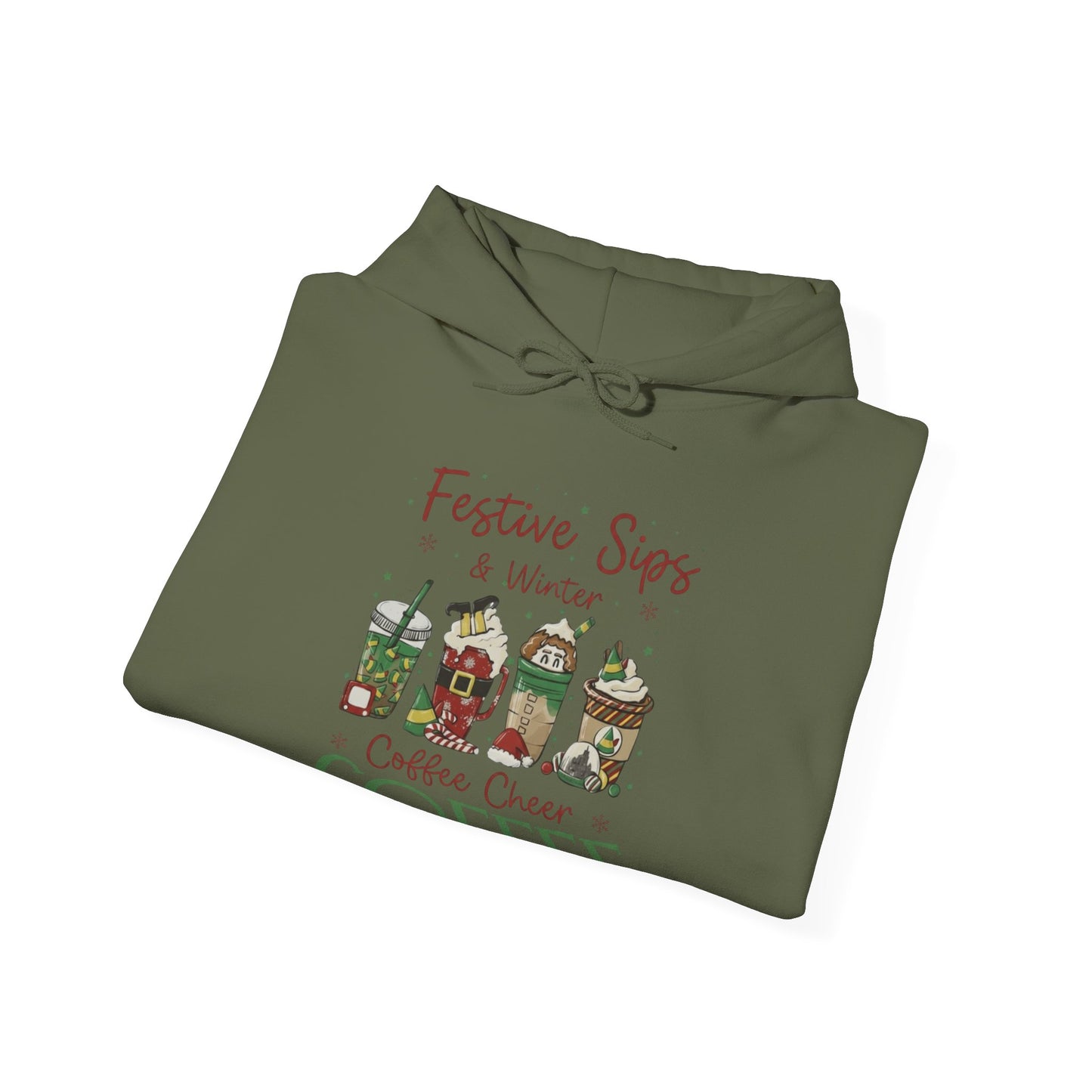 Festive Sips & Winter Coffee Cheer Hoodie USA ❄️☕ – Unisex Holiday Coffee Hoodie
