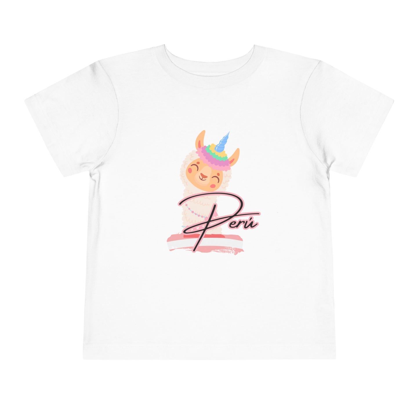 Best PeruvianToddler Short Sleeve Tee "Peru Llama Rainbow"
