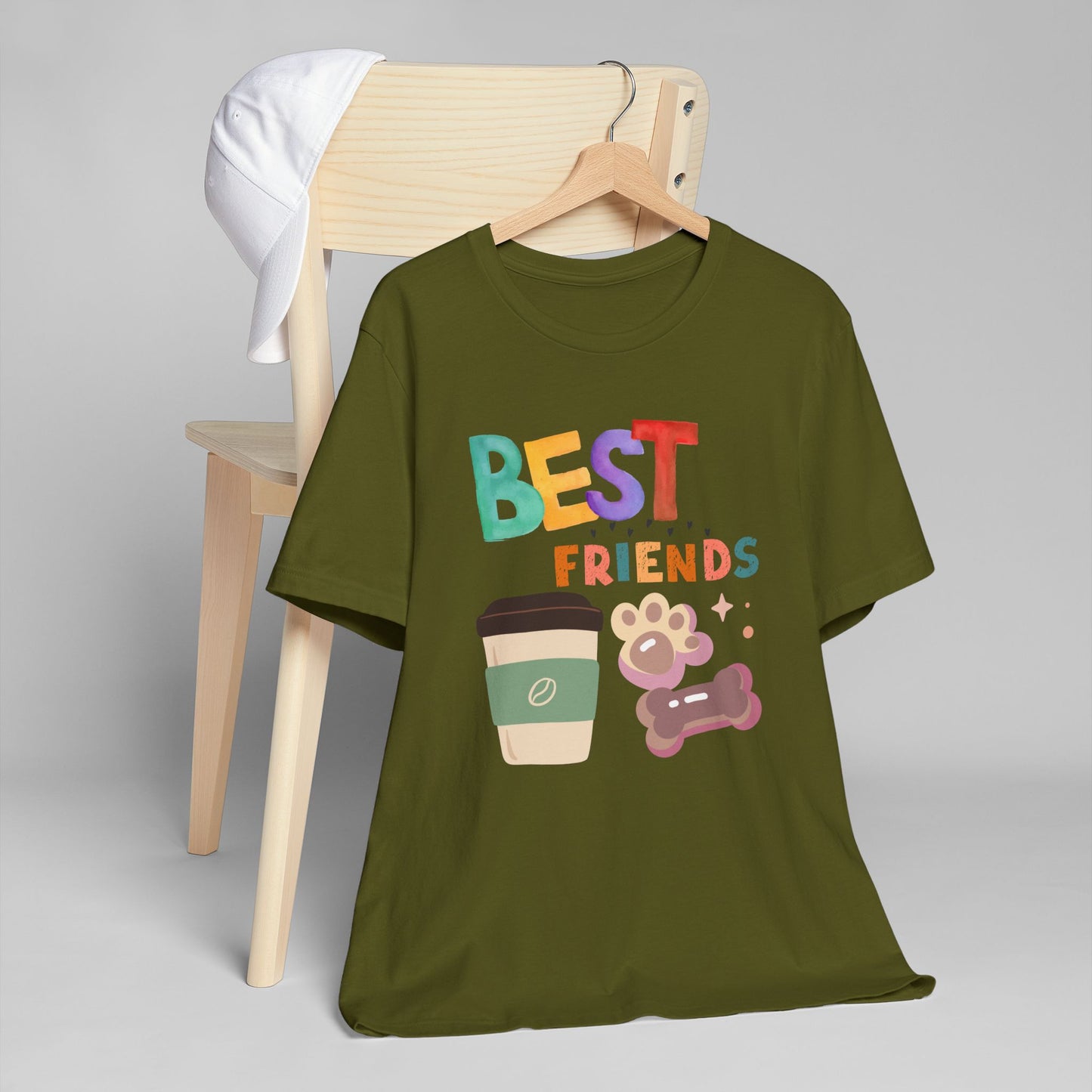 Best Friends Coffee & Dogs T-Shirt – Cute Pet Lover Graphic Tee for Coffee Fans (USA Only)