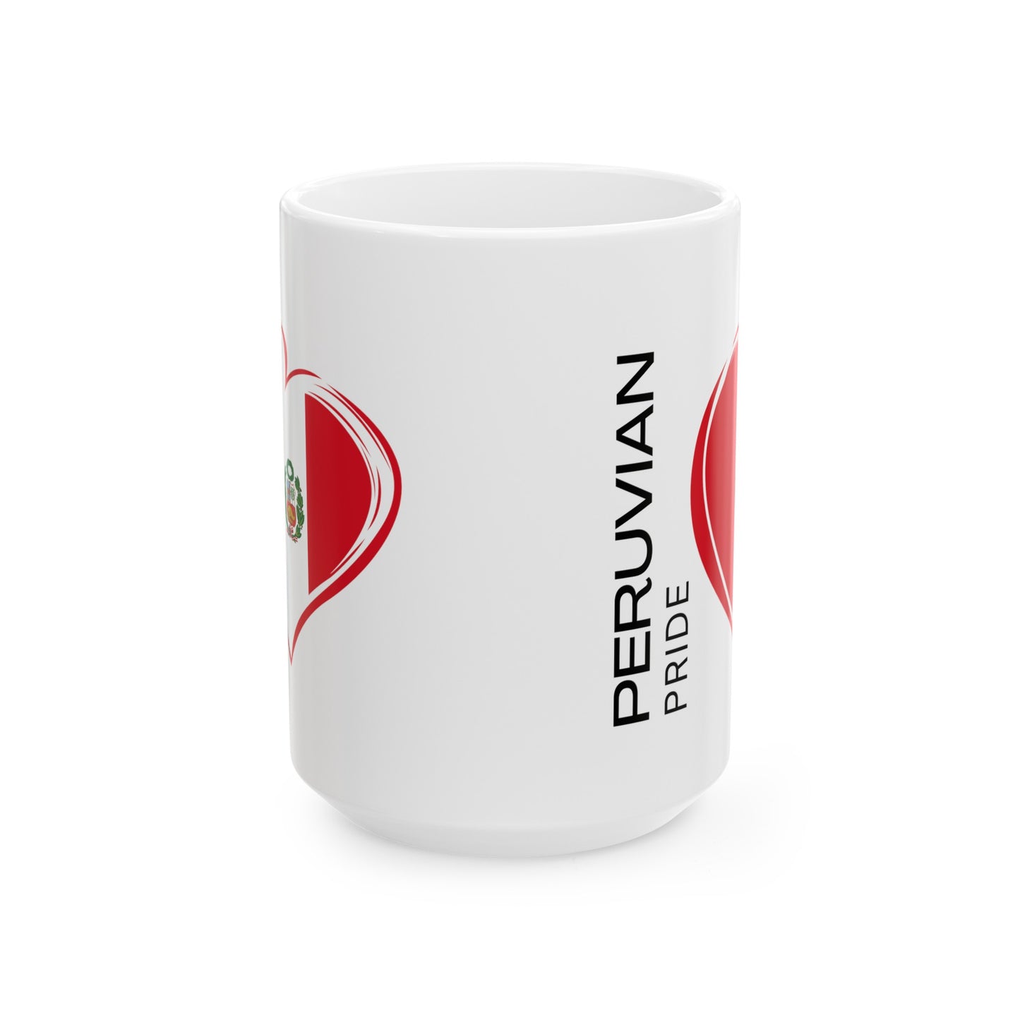 Best Peruvian Ceramic Coffee Mug, (11oz, 15oz) "Peruvian Flag"