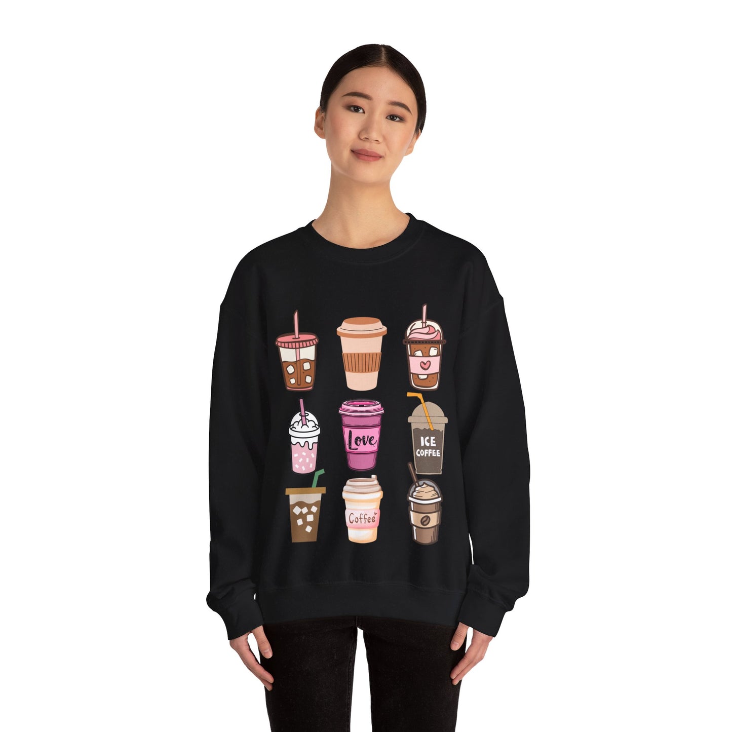 ☕ Iced Coffee Drinks Sweatshirt USA | Fun Unisex Sweater for Coffee Lovers