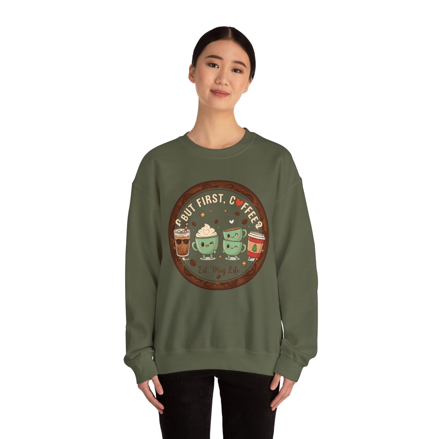 ☕❤️ But First, Coffee Mug Life Sweatshirt USA | Cozy Unisex Coffee Sweater