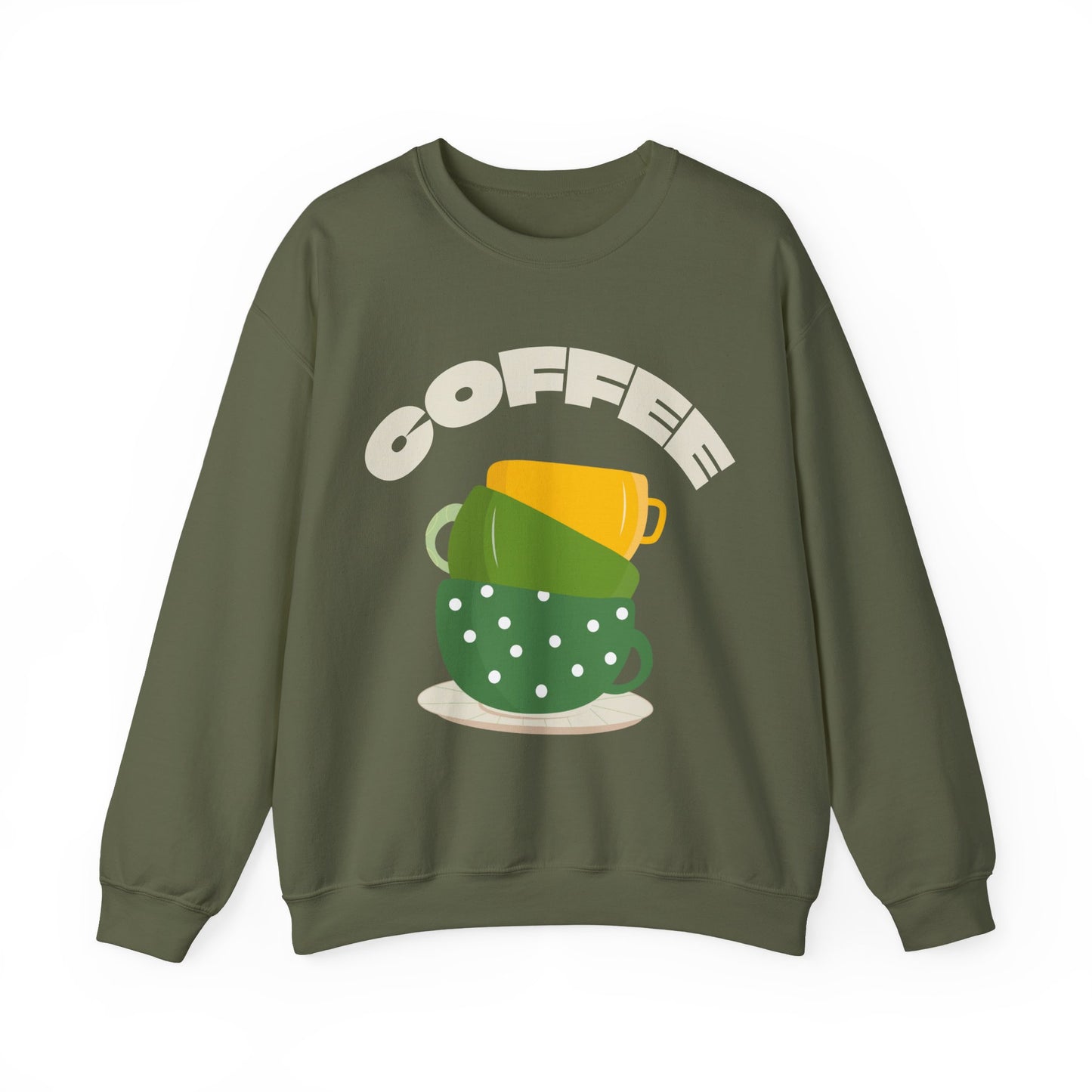 βπ’ Stacked Coffee Cups Sweatshirt USA | Eco-Friendly Unisex Coffee Sweater