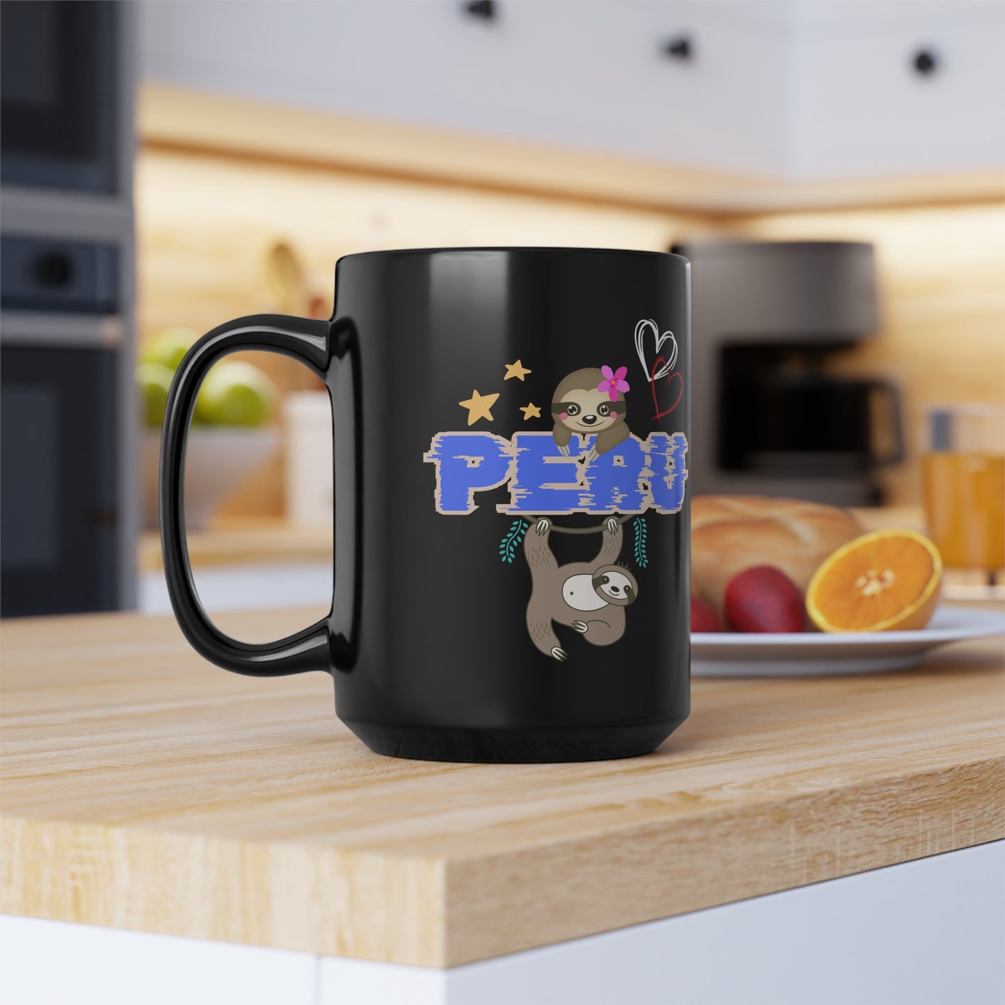 Best Peruvian Coffee Black Mug (11oz, 15oz) "Peru Jungle Perezozo"