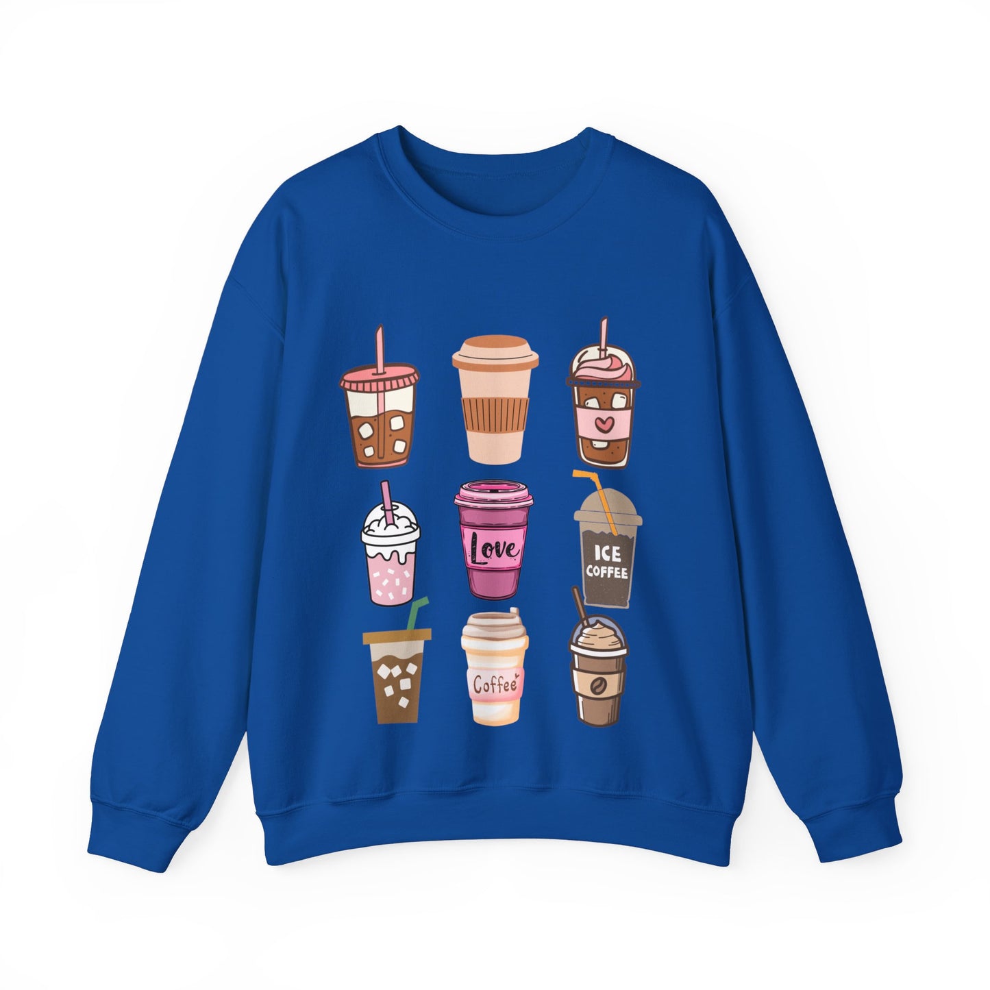 ☕ Iced Coffee Drinks Sweatshirt USA | Fun Unisex Sweater for Coffee Lovers