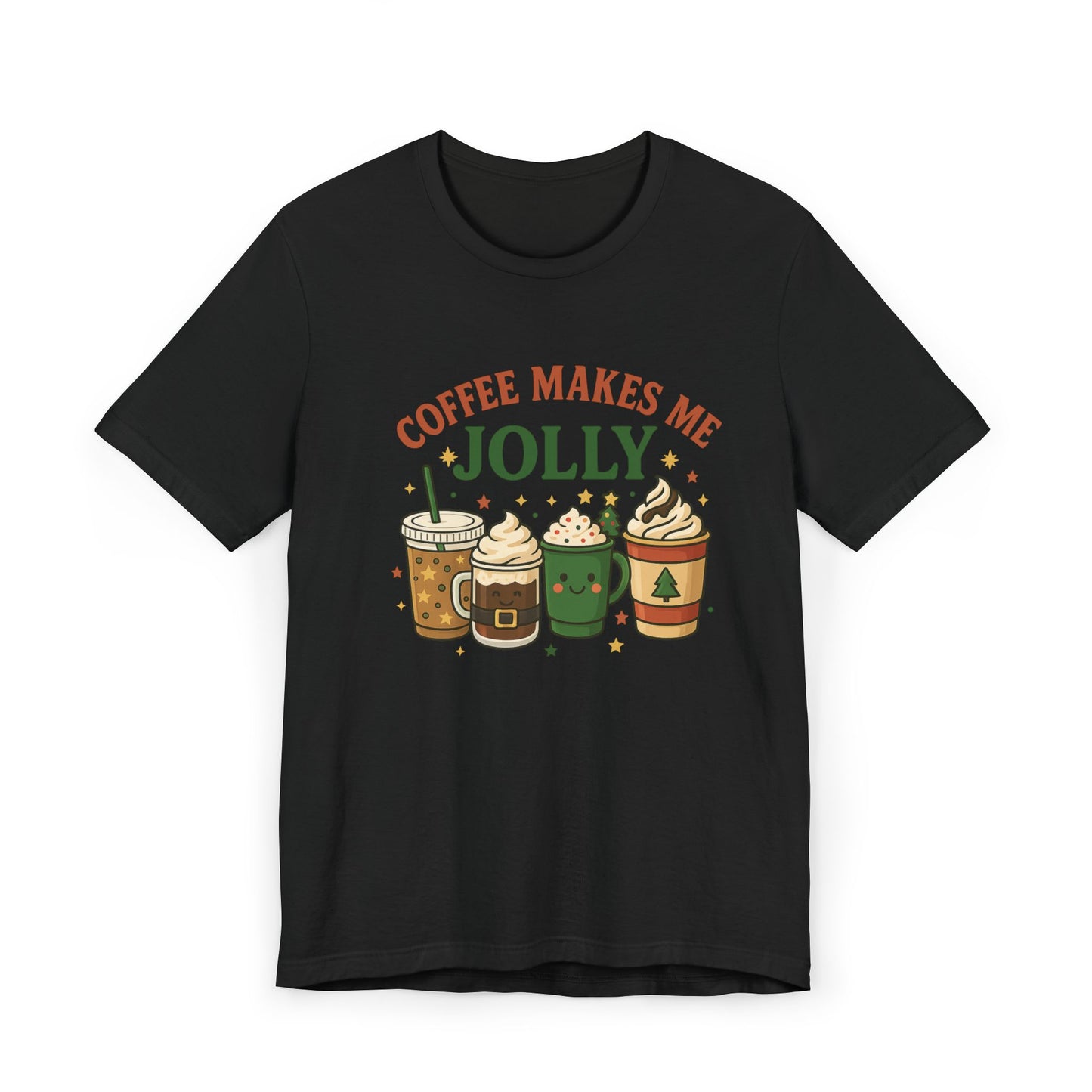 ☕ Coffee Makes Me Jolly Unisex T-Shirt USA | Holiday Coffee Tee