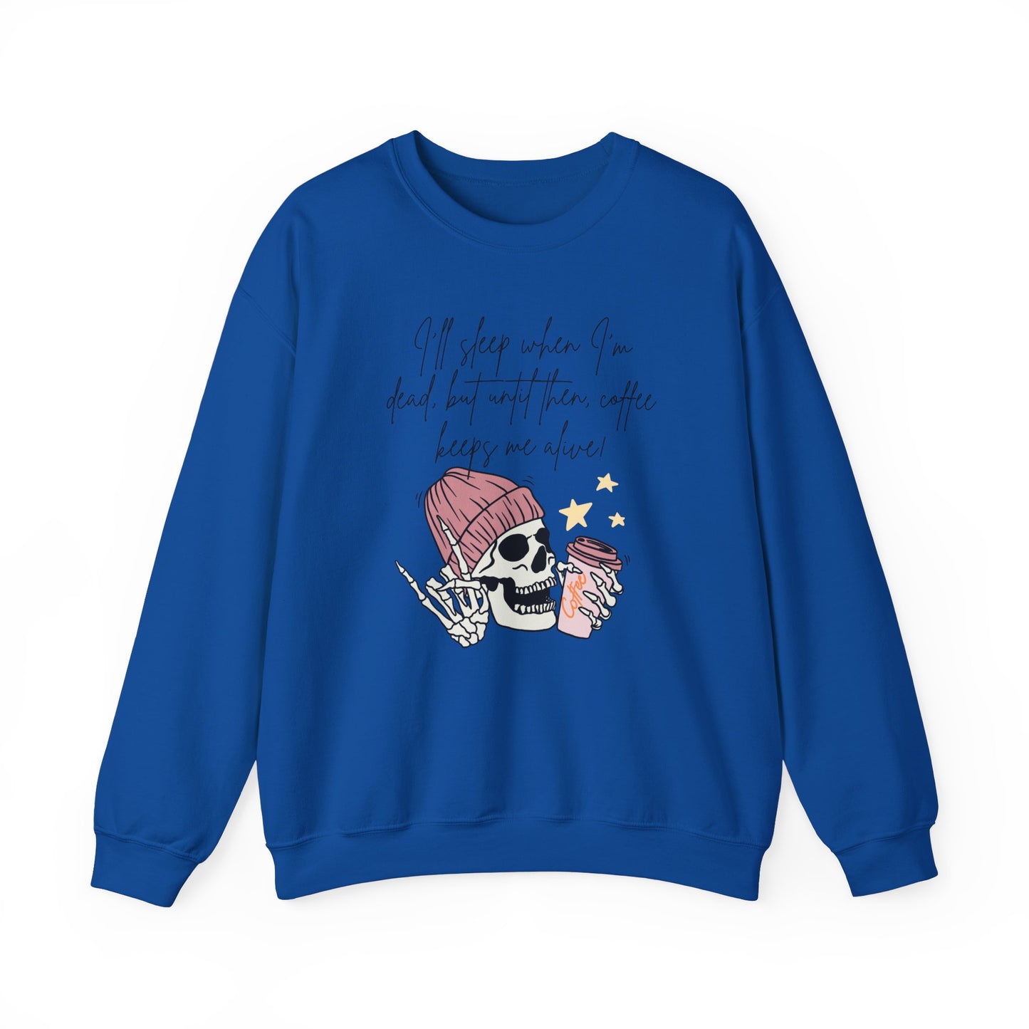 πβ Skull Coffee Quote Sweatshirt USA | Unisex Coffee Lover Sweater
