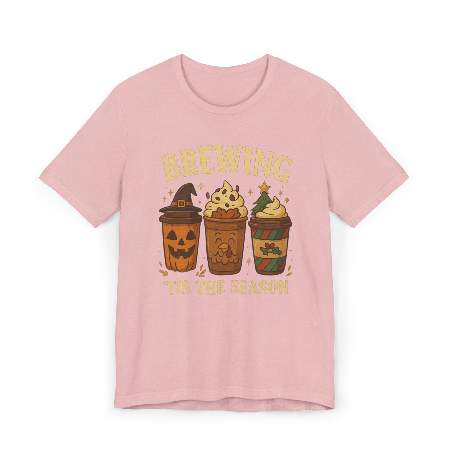 🎃🎄 Brewing ’Tis the Season Unisex T-Shirt USA | Holiday Coffee Tee