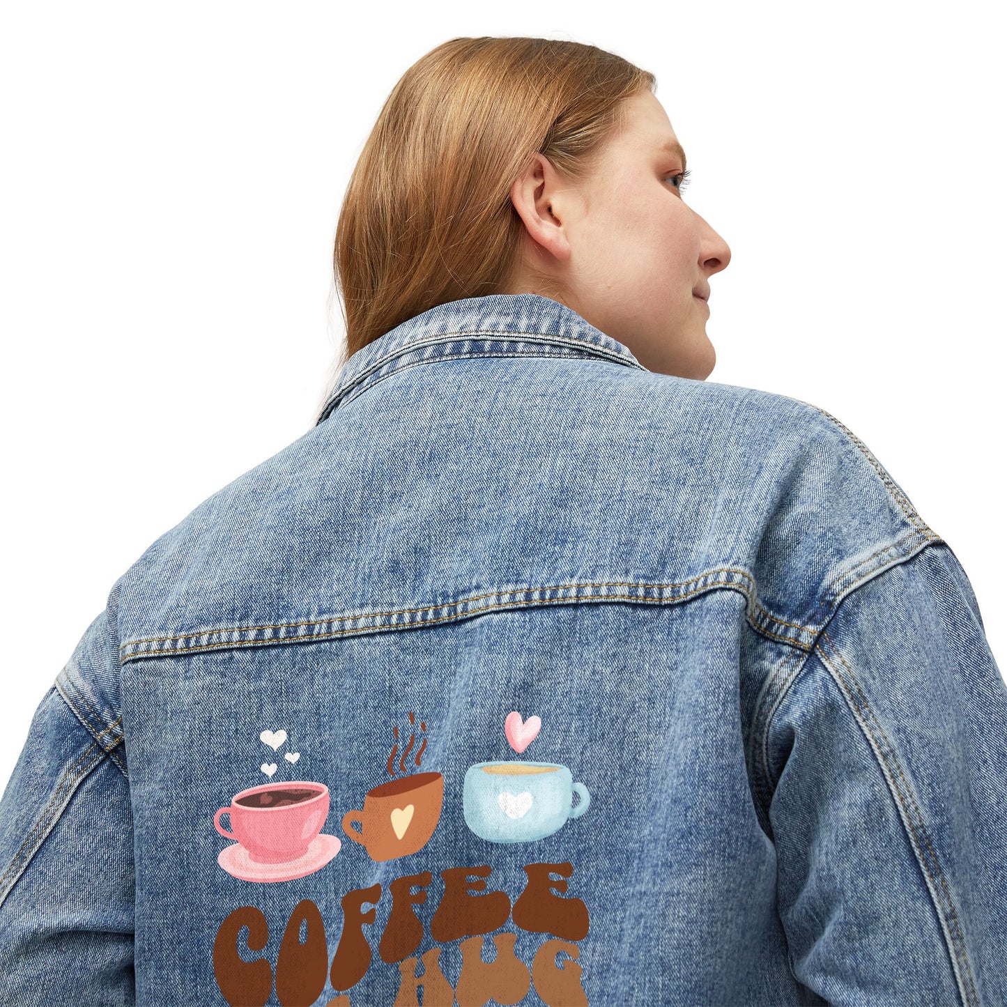 ☕💖 Coffee Hug in a Mug Denim Jacket USA | Cozy Women’s Coffee Jean Jacket