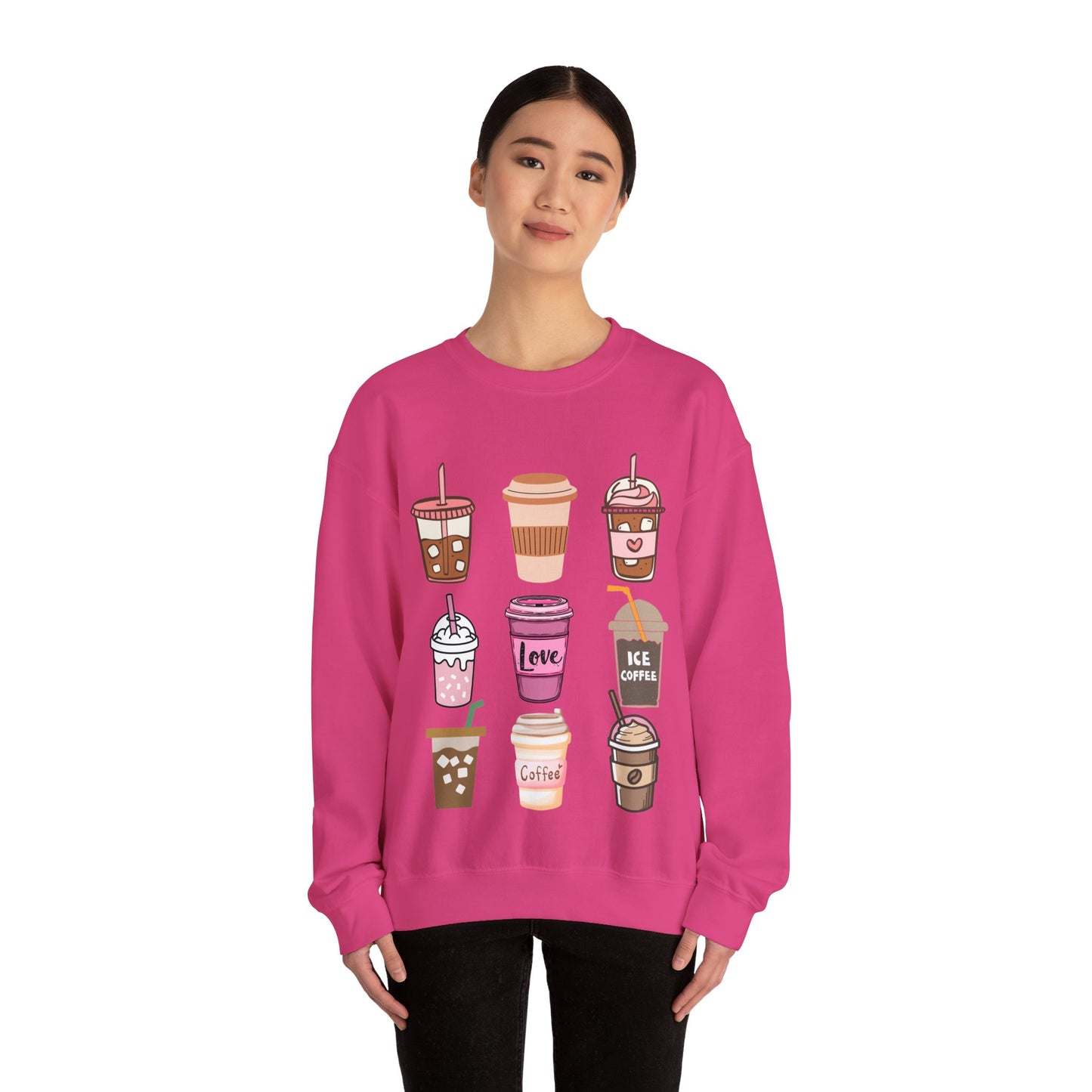 ☕ Iced Coffee Drinks Sweatshirt USA | Fun Unisex Sweater for Coffee Lovers