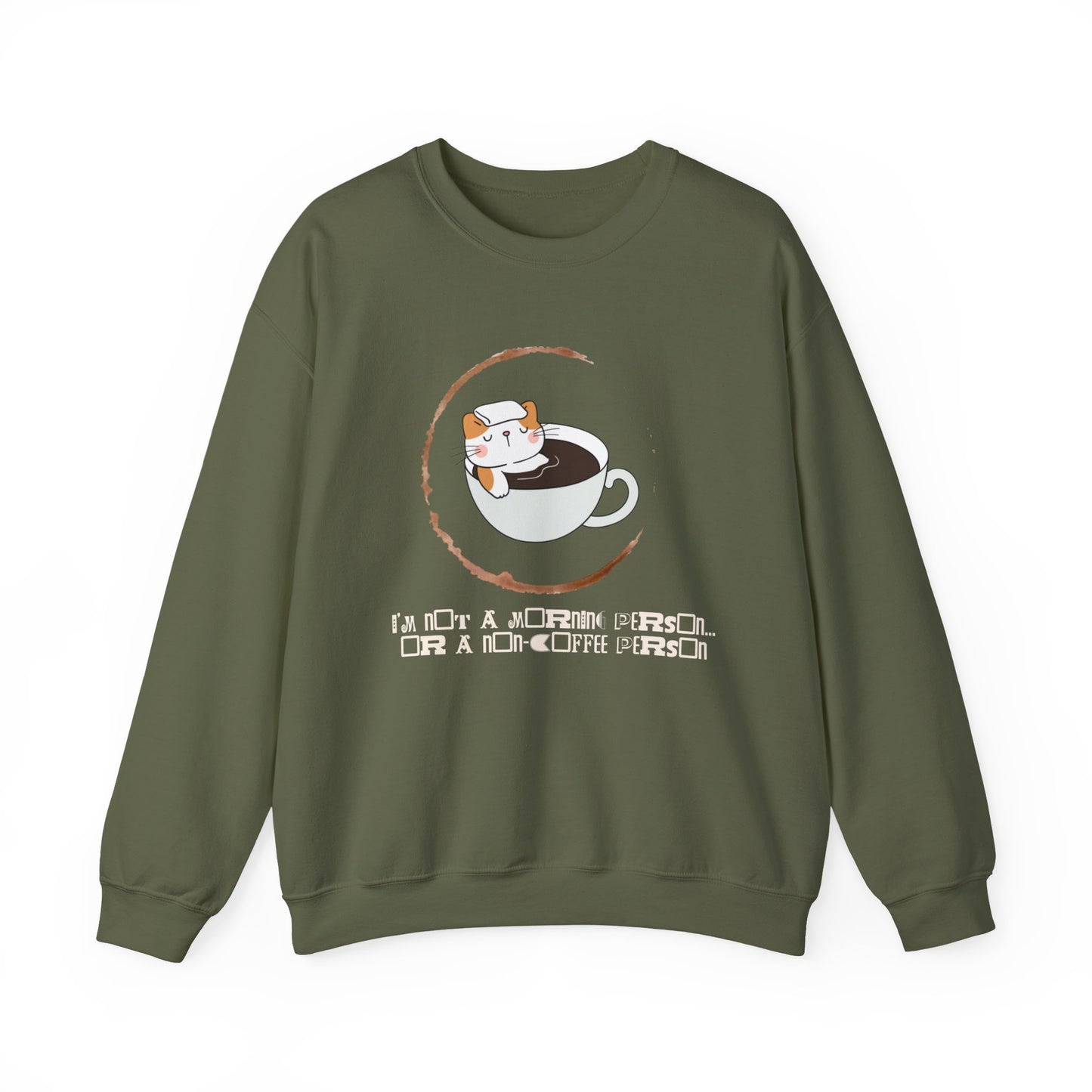 π±β Not a Morning Person Coffee Cat Sweatshirt USA | Funny Unisex Coffee Sweater