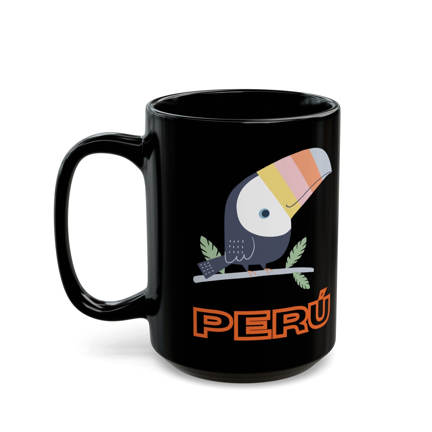 Best Peruvian Coffee Black Mug (11oz, 15oz) "Peru Toucan"