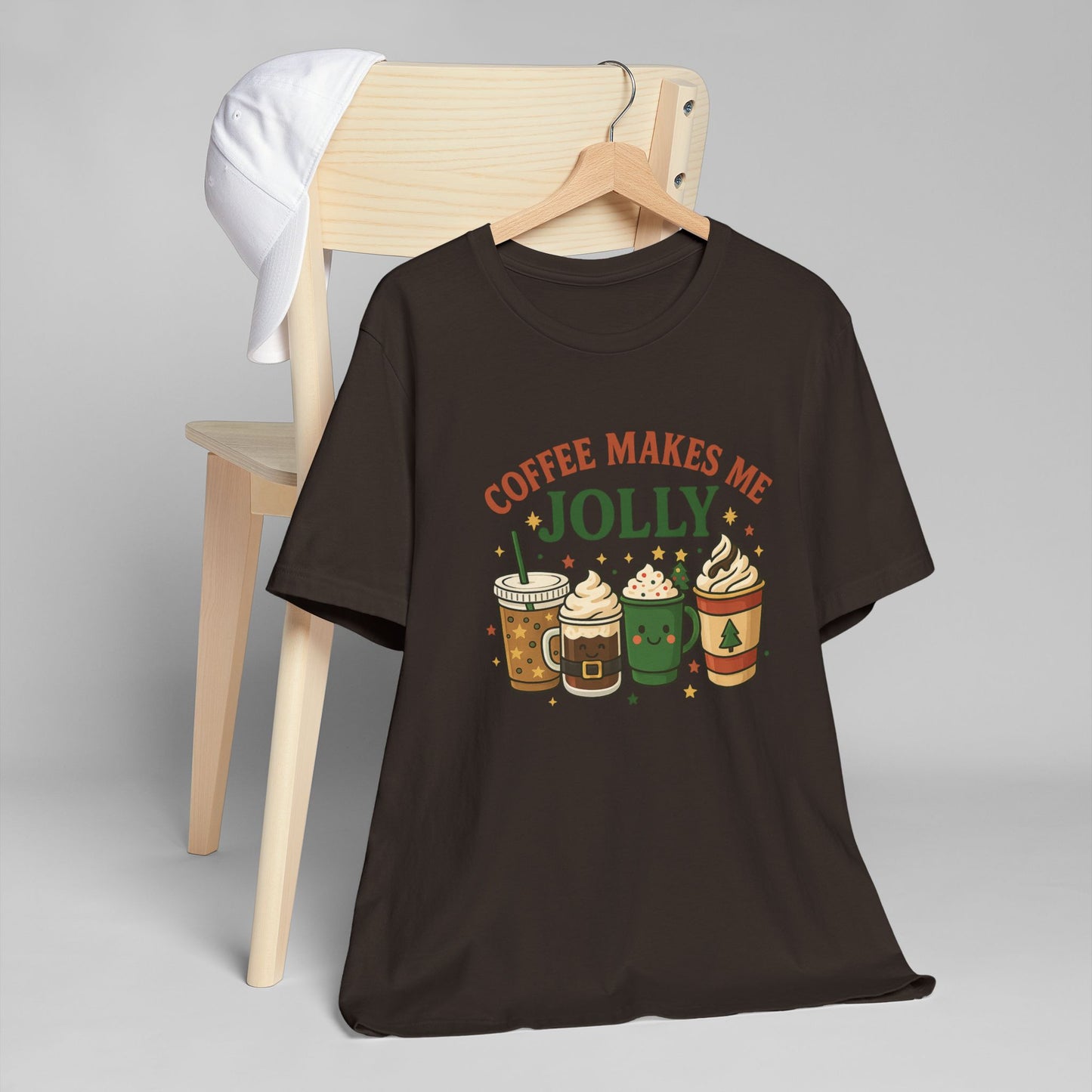 ☕ Coffee Makes Me Jolly Unisex T-Shirt USA | Holiday Coffee Tee