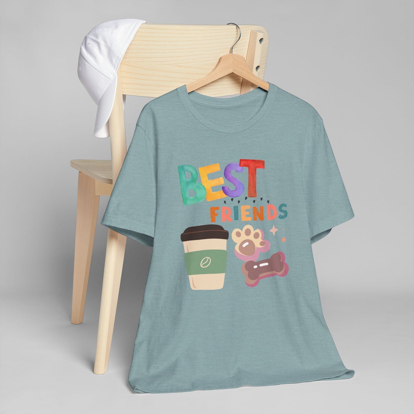 Best Friends Coffee & Dogs T-Shirt – Cute Pet Lover Graphic Tee for Coffee Fans (USA Only)