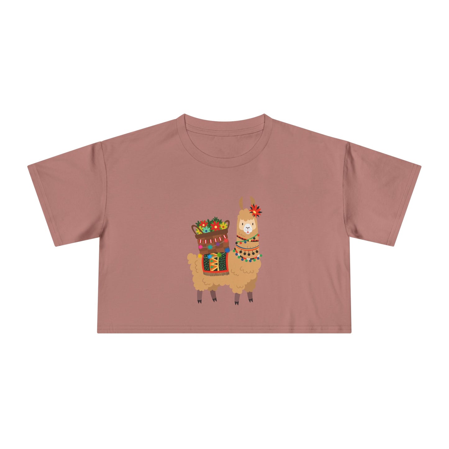 Fiesta Llama Crop Tee Women's Crop Tee | Holiday T-Shirt, Cute Gift, Summer Top, Casual Wear, Unique Design