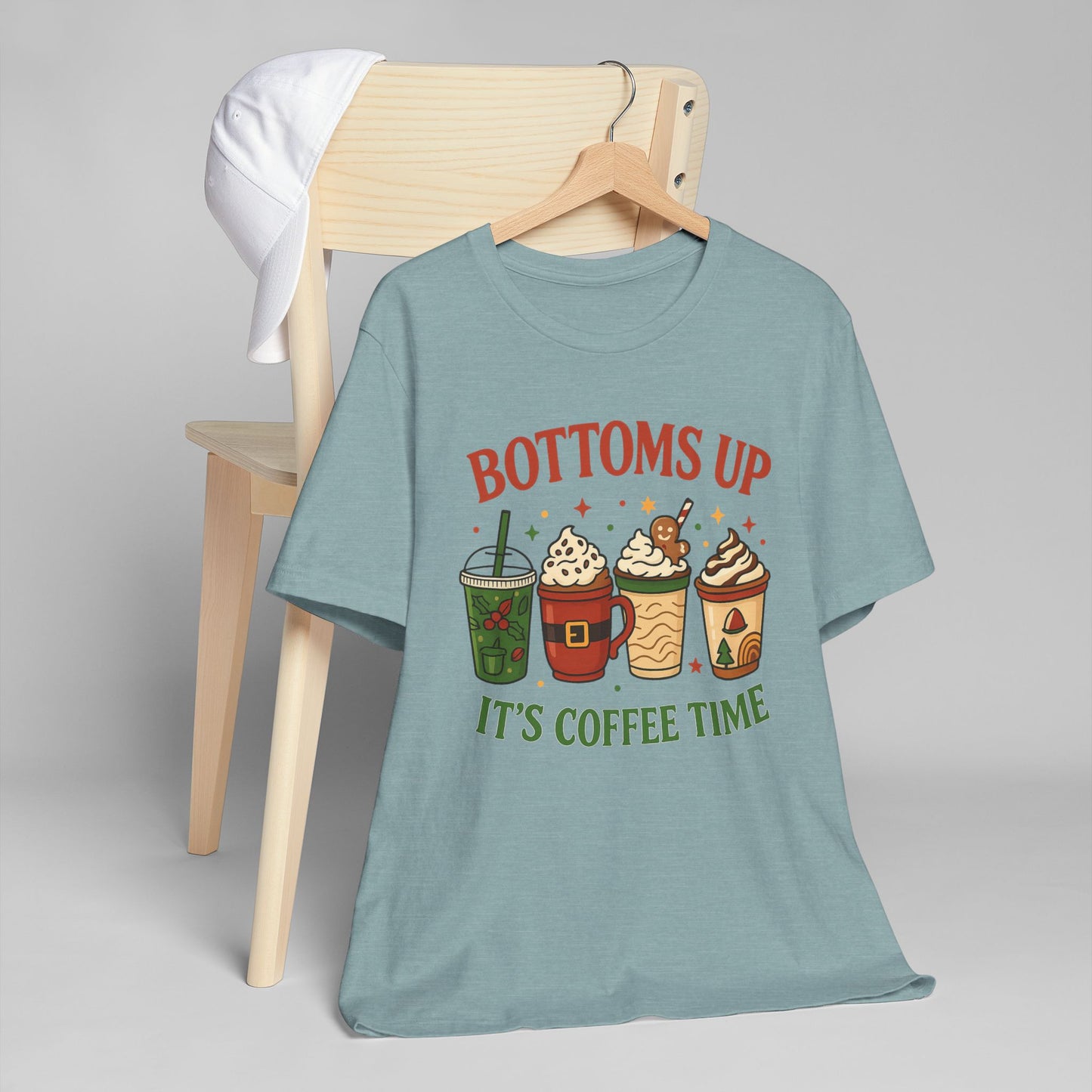 ☕ Bottoms Up It’s Coffee Time Unisex T-Shirt USA | Coffee Lovers Tee