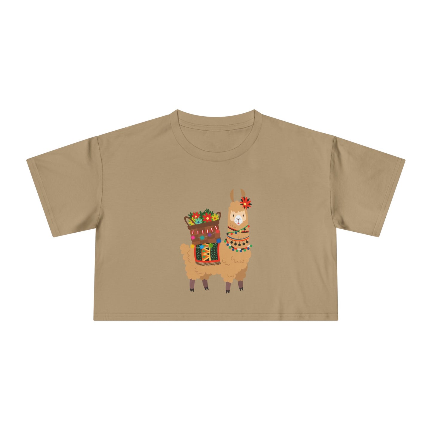 Fiesta Llama Crop Tee Women's Crop Tee | Holiday T-Shirt, Cute Gift, Summer Top, Casual Wear, Unique Design
