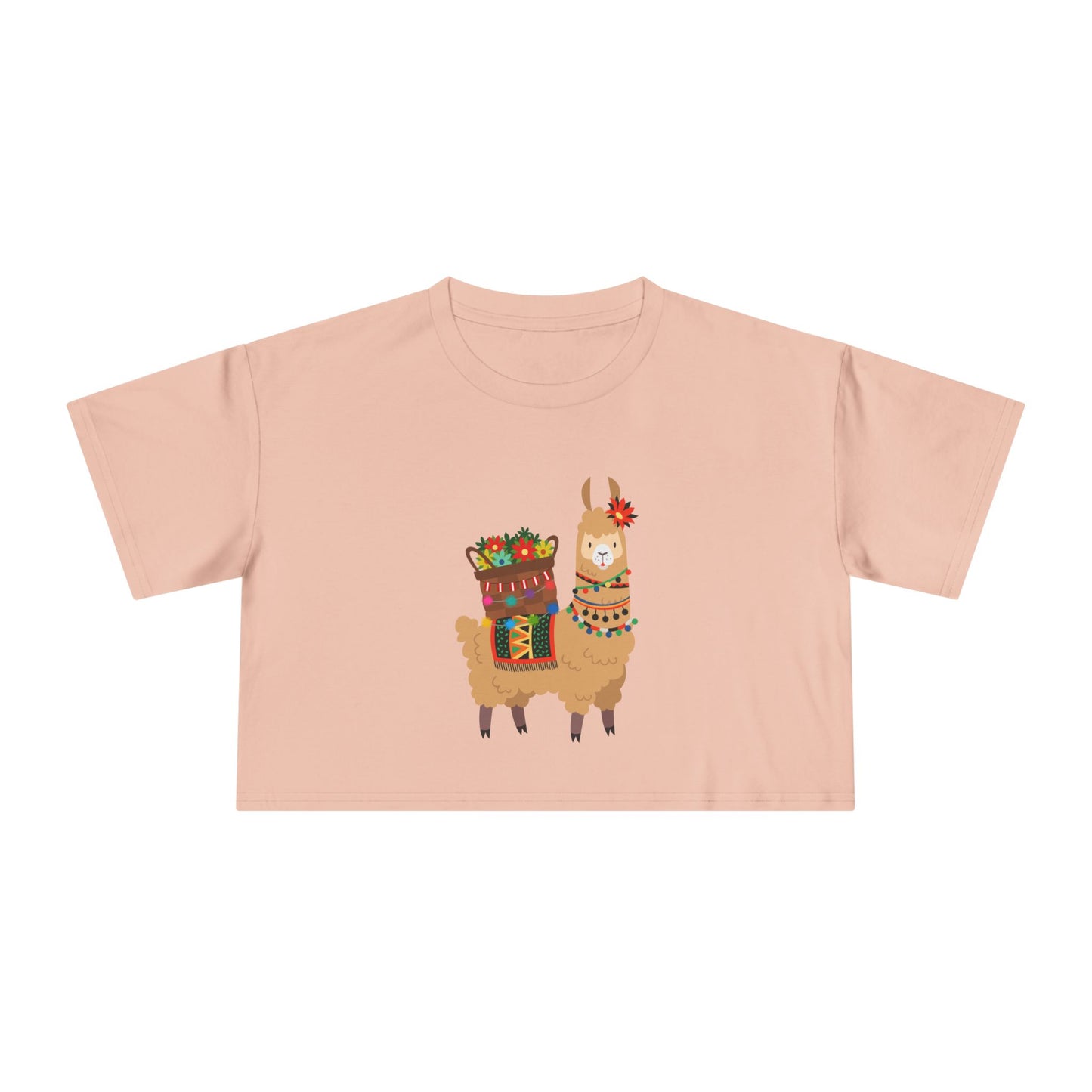 Fiesta Llama Crop Tee Women's Crop Tee | Holiday T-Shirt, Cute Gift, Summer Top, Casual Wear, Unique Design