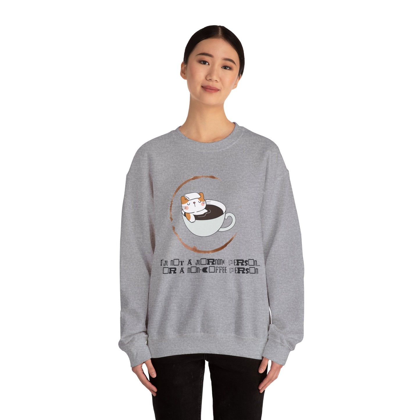 π±β Not a Morning Person Coffee Cat Sweatshirt USA | Funny Unisex Coffee Sweater